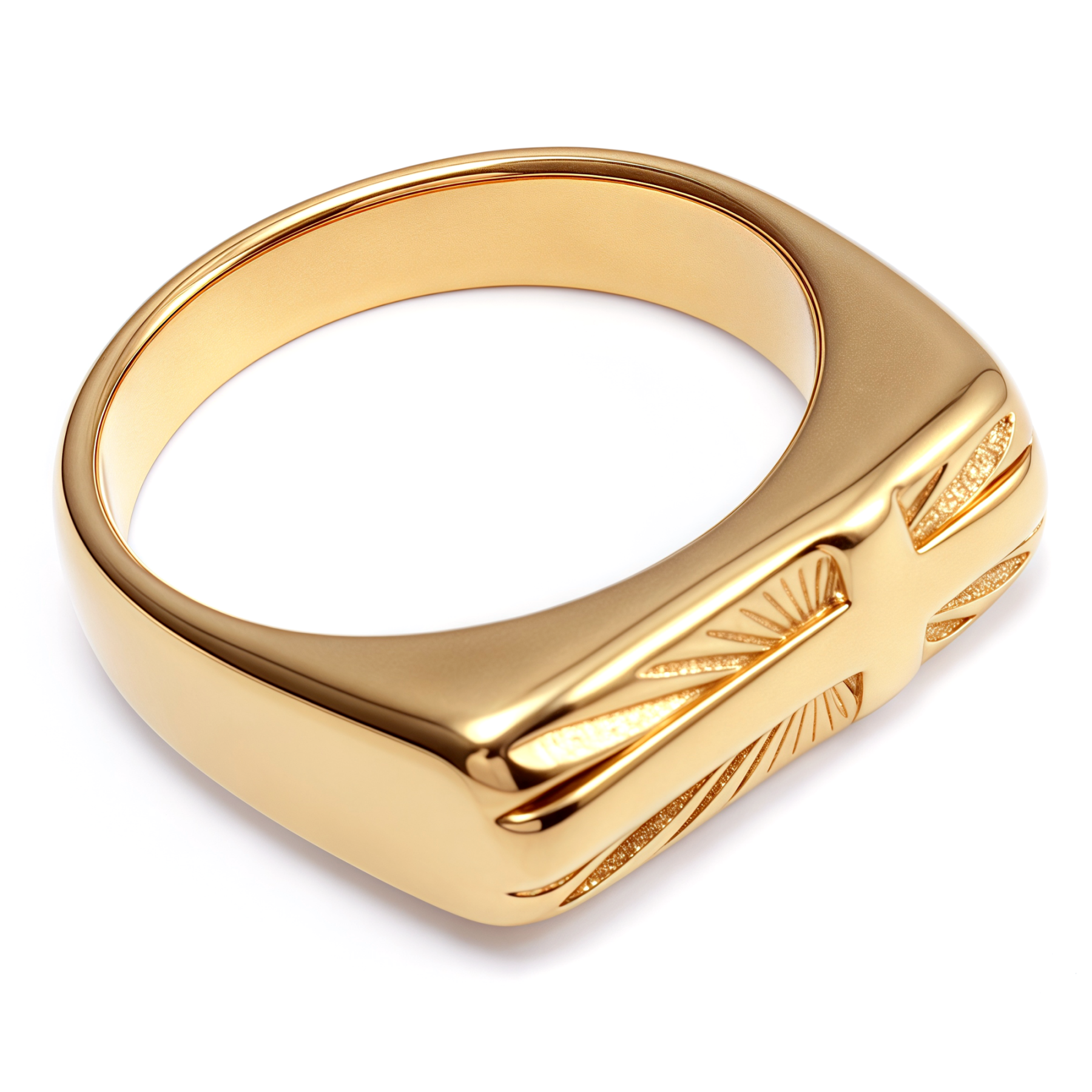 Gold Embossed Cross Ring, Stylish and Personalized Trendy Accessory | G003350-JinBaoJewerly