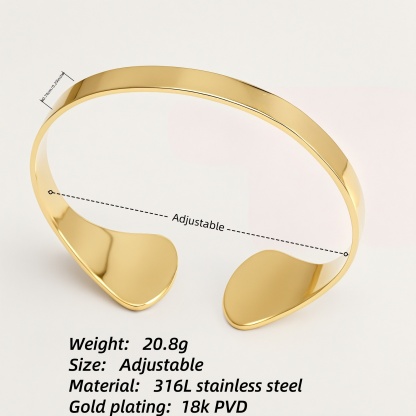 High - end Minimalist Cuff Bracelet 18K Gold Plated 316L Stainless Steel Waterproof | DZE0842-JinBaoJewerly
