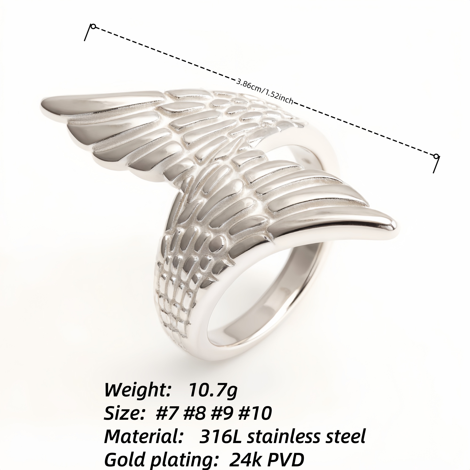 Gold/Silver Wing Ring - Stylish and Trendy Statement Jewelry | N001007-JinBaoJewerly