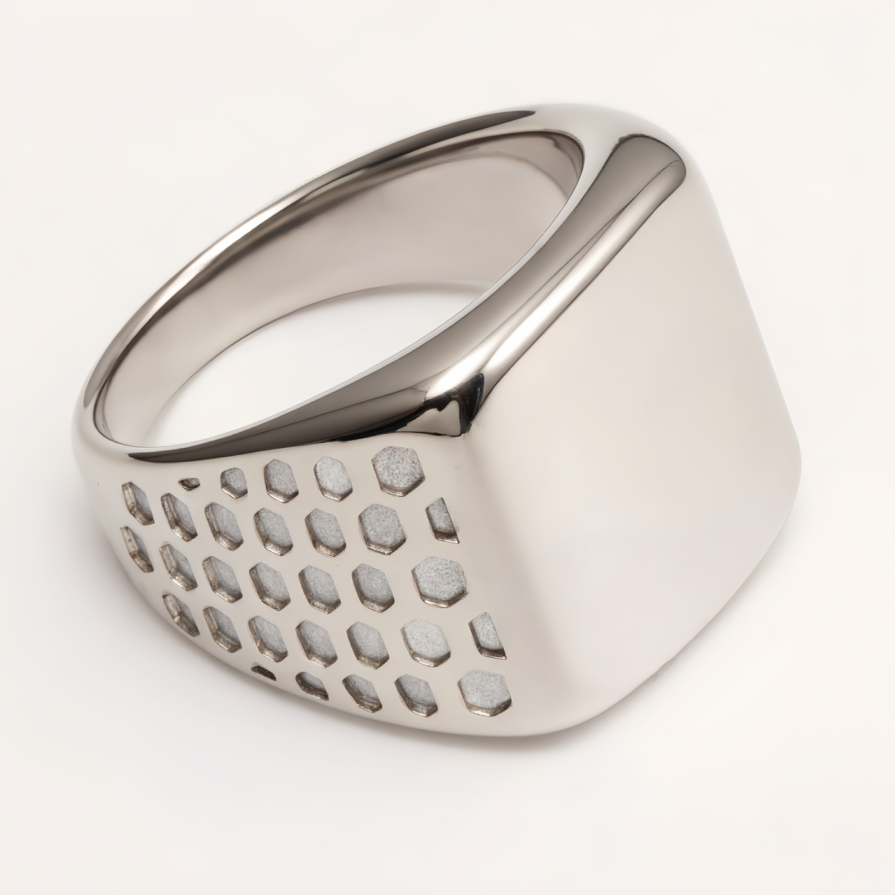 Classic Polished Silver Square Ring - Daily Versatile Plain Band | DZ1111G-JinBaoJewerly