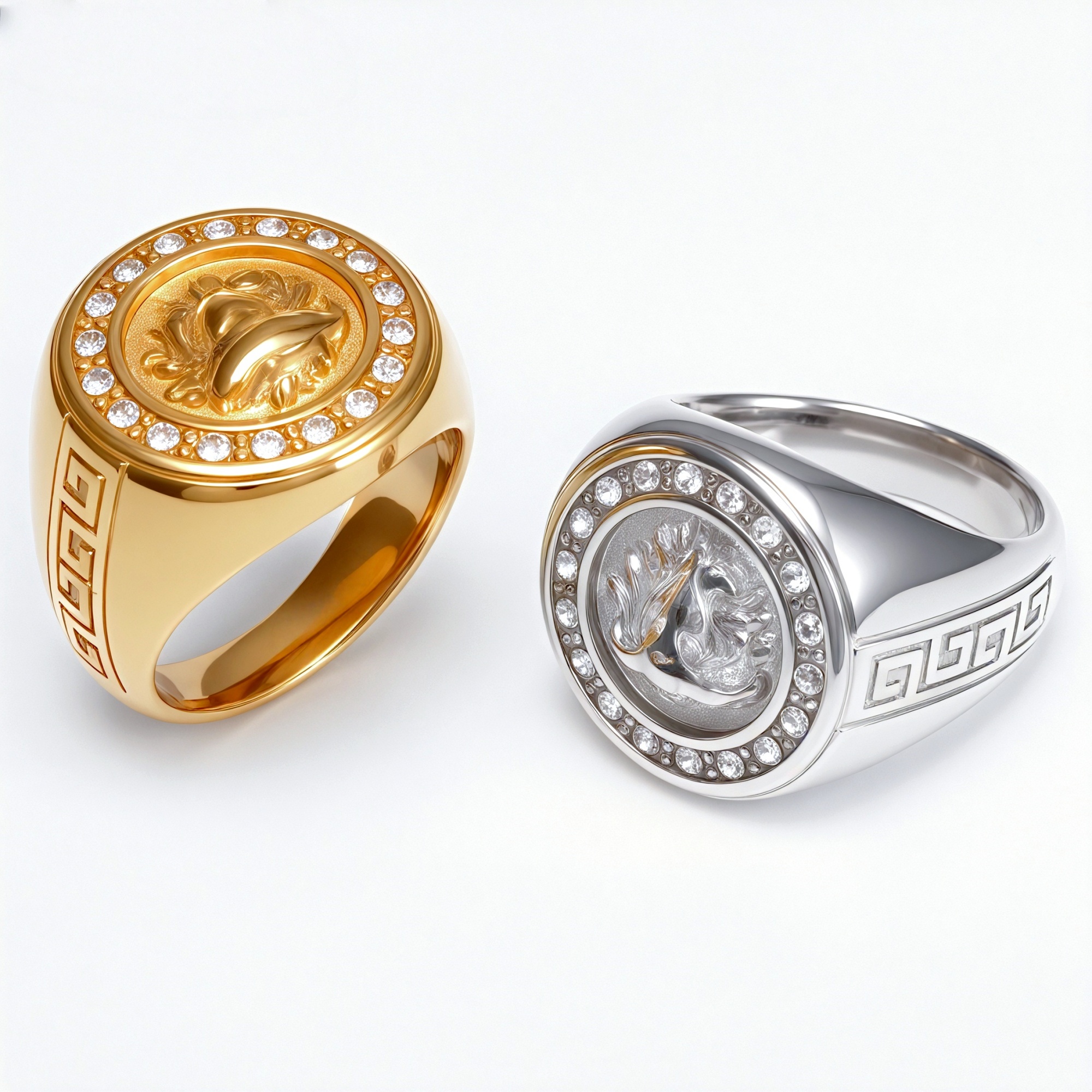 Metal - Carved Diamond - Inlaid Ring - Trendy Myth - Inspired Unisex Accessory | DZ1021-JinBaoJewerly