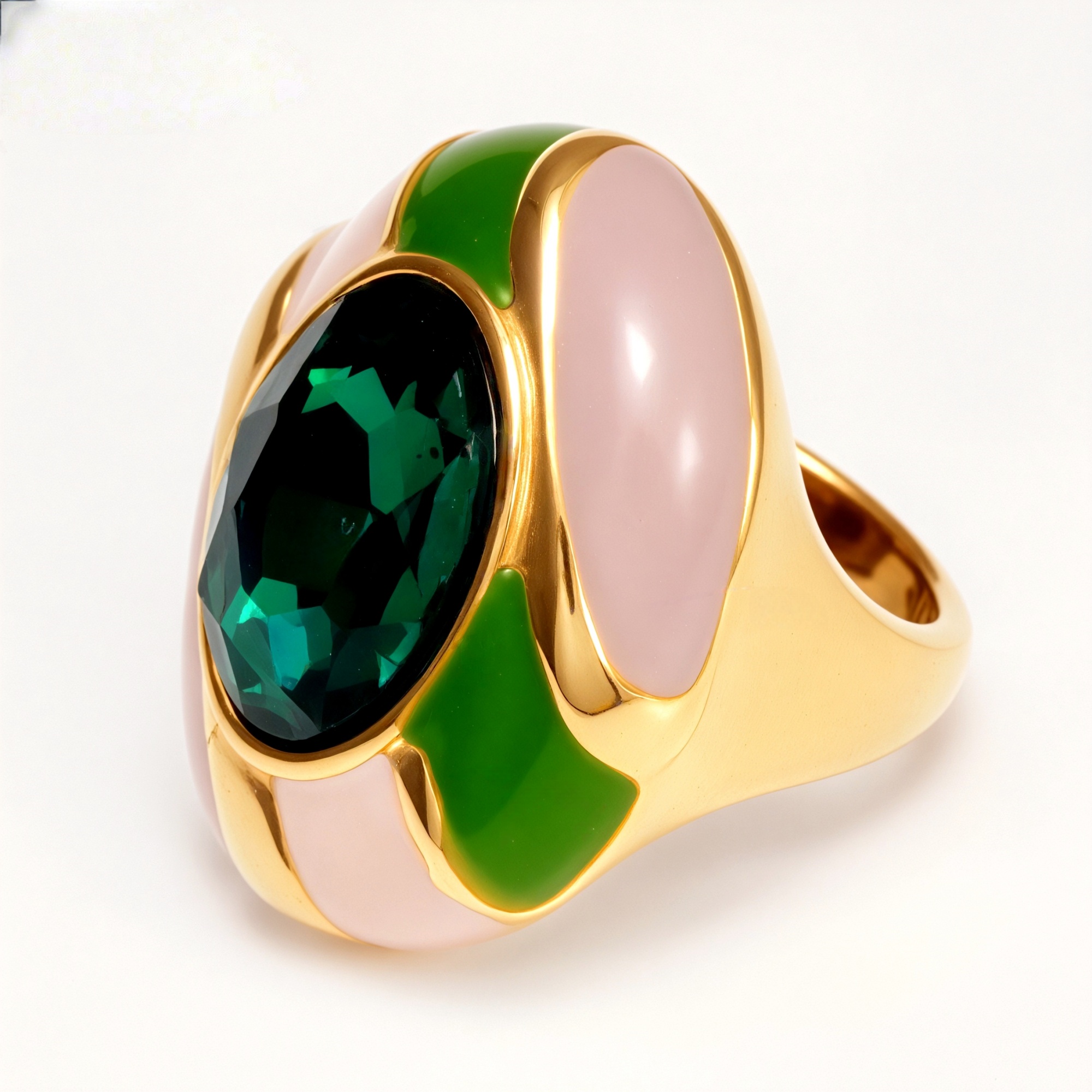 Luxury Enamel Gemstone Inlaid Stainless Steel Women's Ring | G004462JHU-JinBaoJewerly
