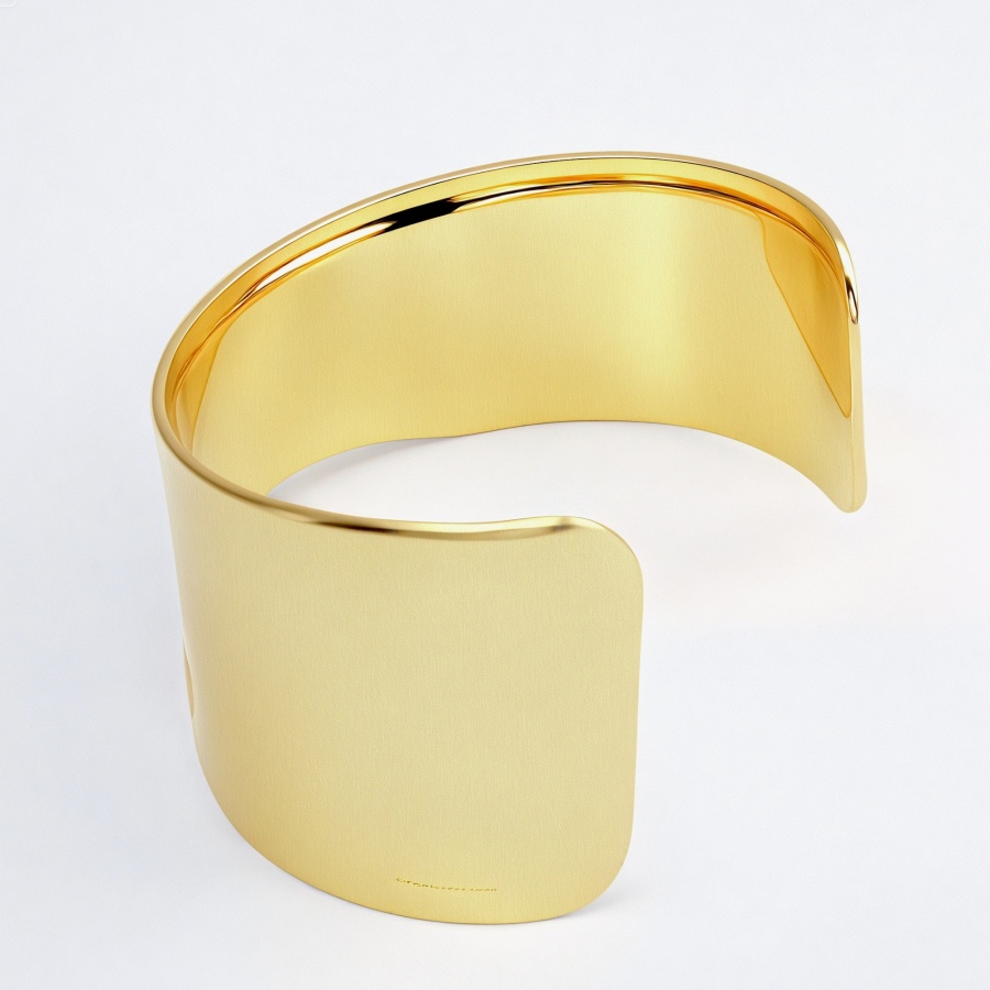 18K Gold Plated 316L Stainless Steel Smooth Wide Cuff Bracelet Waterproof | DZE0832