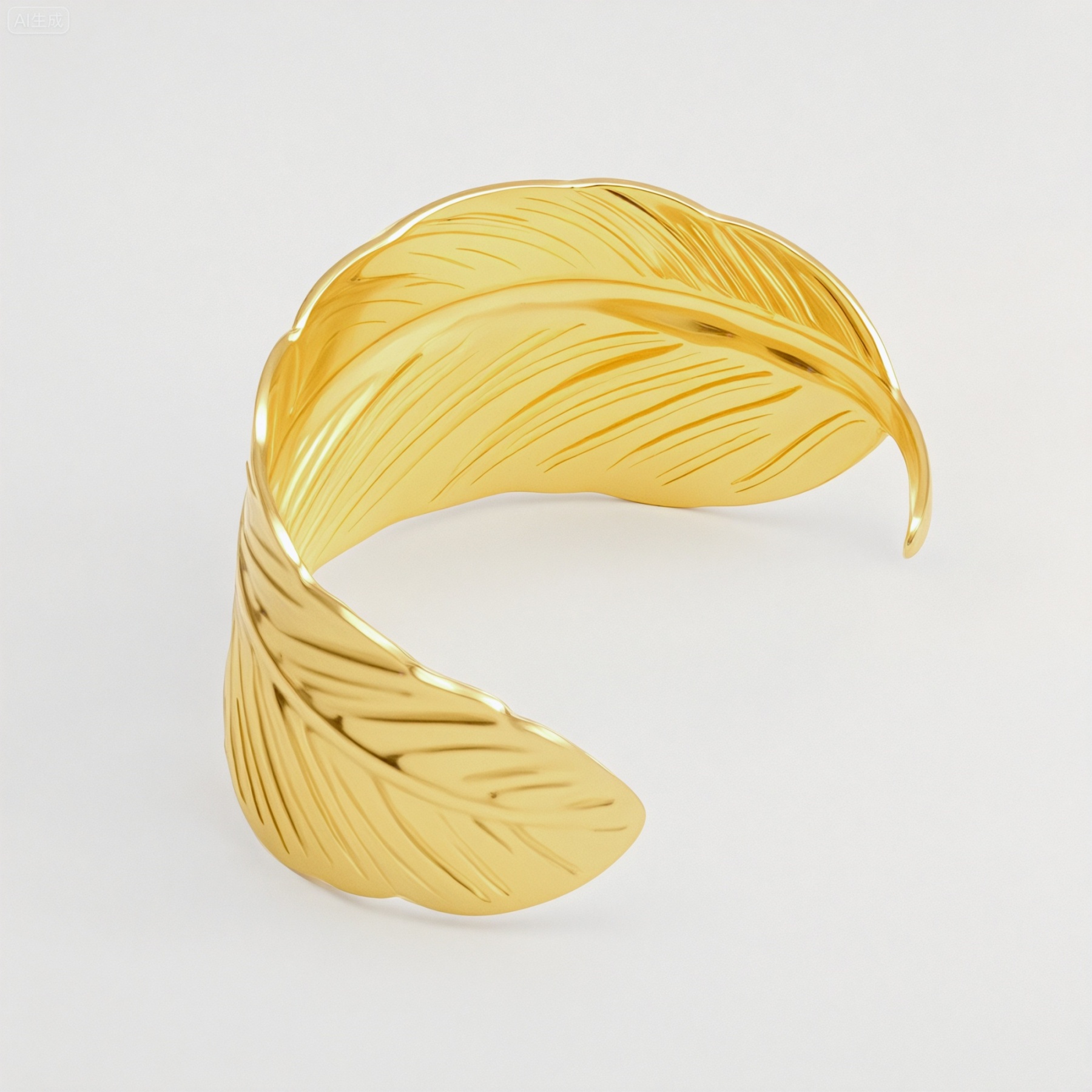 Chic Feather Cuff Bracelet 18K Gold Plated 316L Steel Waterproof | DZE0834-JinBaoJewerly