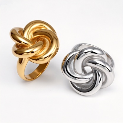 Fashionable Gold/Silver Knot Ring - Eye - Catching Accessory for Stylish Outfits | G004581-JinBaoJewerly