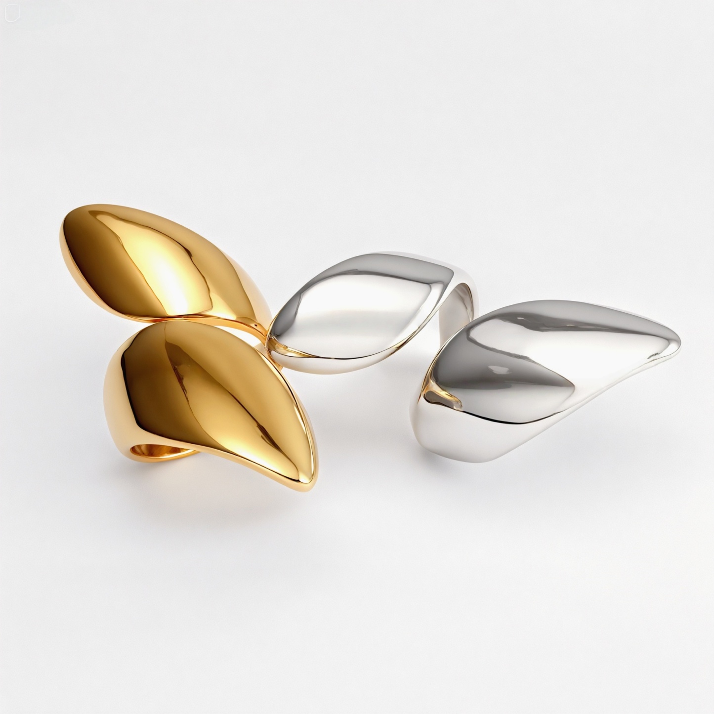 Gold/Silver Leaf - Shaped Open Ring - Natural and Stylish Jewelry | G005092-JinBaoJewerly