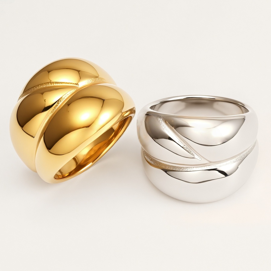 Fashionable gold-plated geometric stainless steel ring for women | G00331