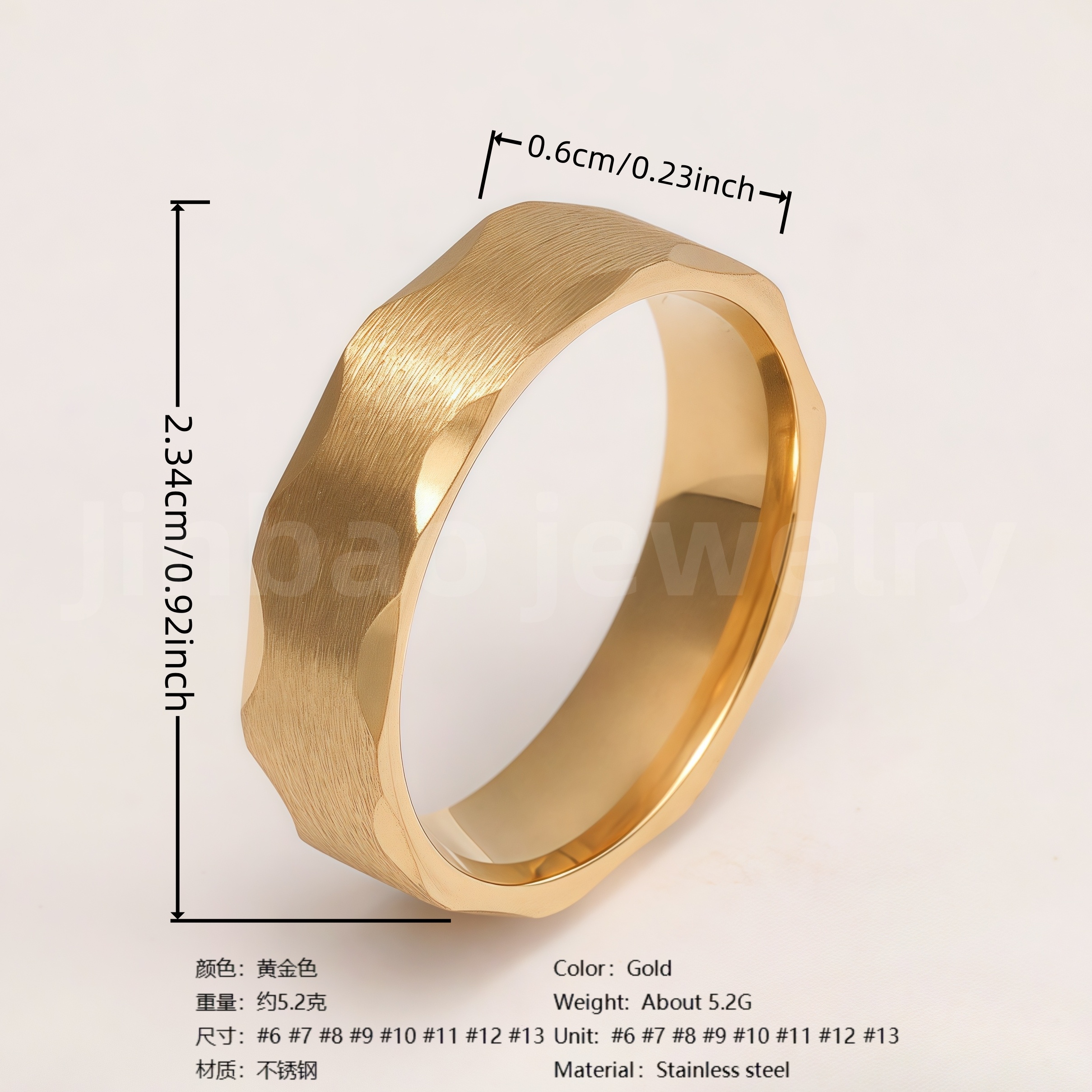 24K Gold PVD Stainless Steel Titanium Vintage Punk Style Men's Ring-JinBaoJewerly