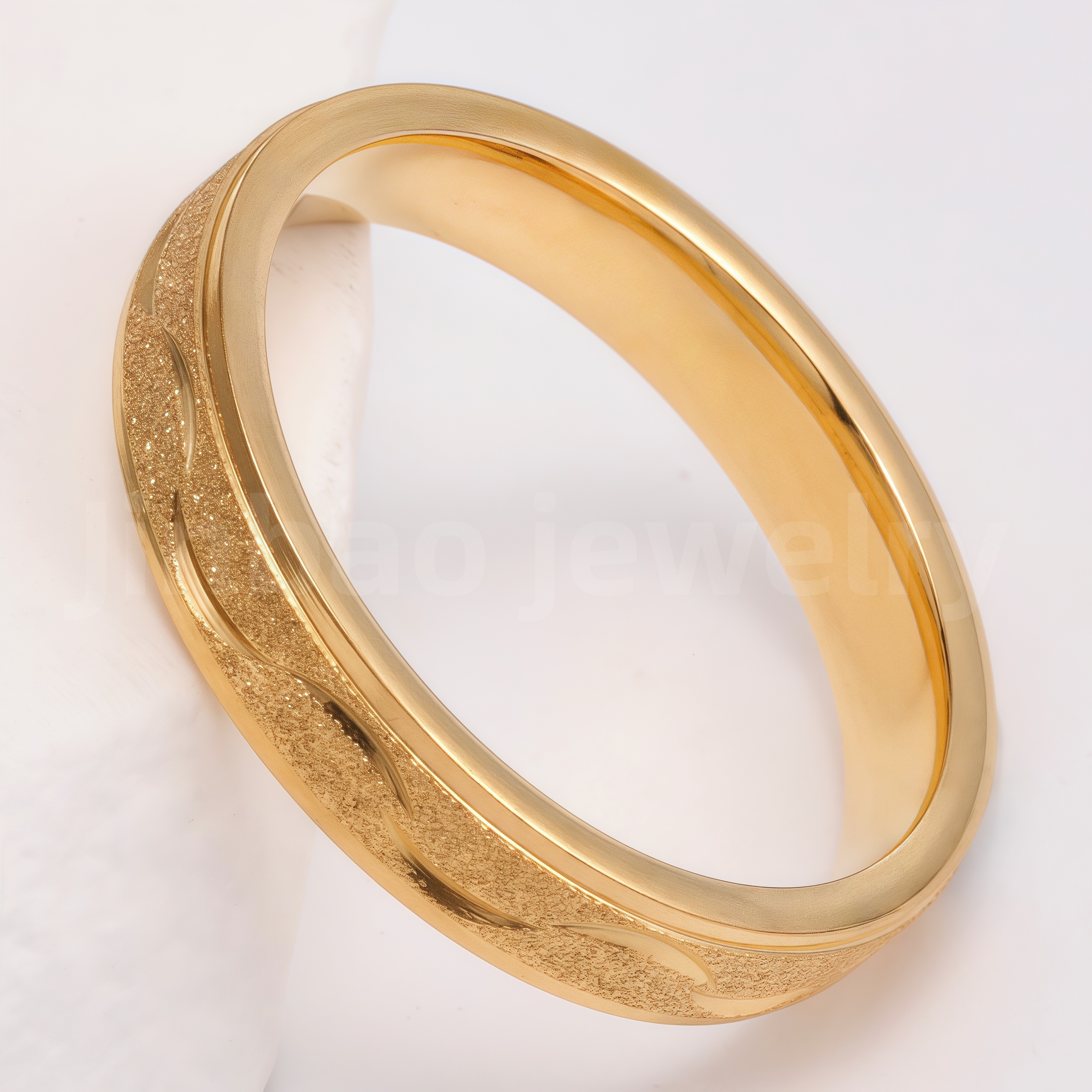 24K Gold-Plating Stainless Steel Personalized Various Crafts Men's Waterproof Ring  4MM-JinBaoJewerly