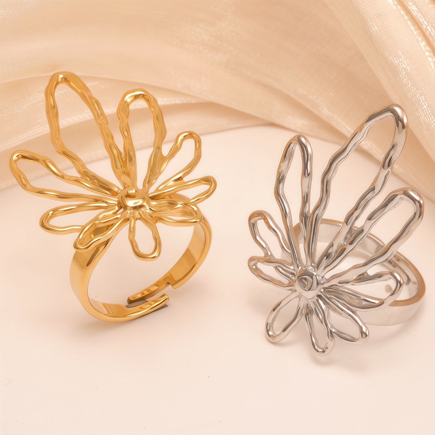 Bohemian Style Daisy - inspired Stainless Steel Women's Ring丨G005898-JinBaoJewerly