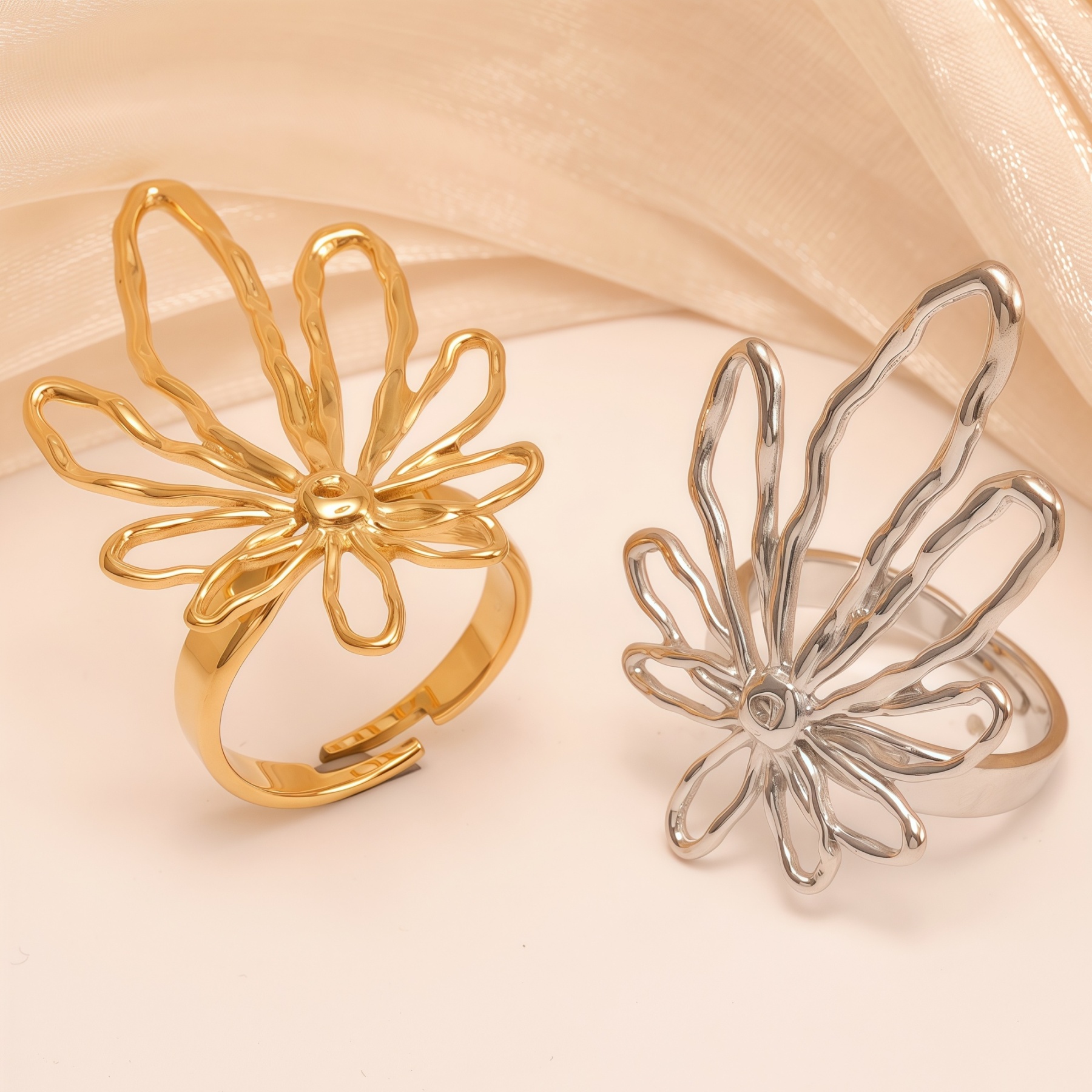 Bohemian Style Daisy - inspired Stainless Steel Women's Ring丨G005898-JinBaoJewerly