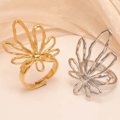 Bohemian Style Daisy - inspired Stainless Steel Women's Ring丨G005898-JinBaoJewerly