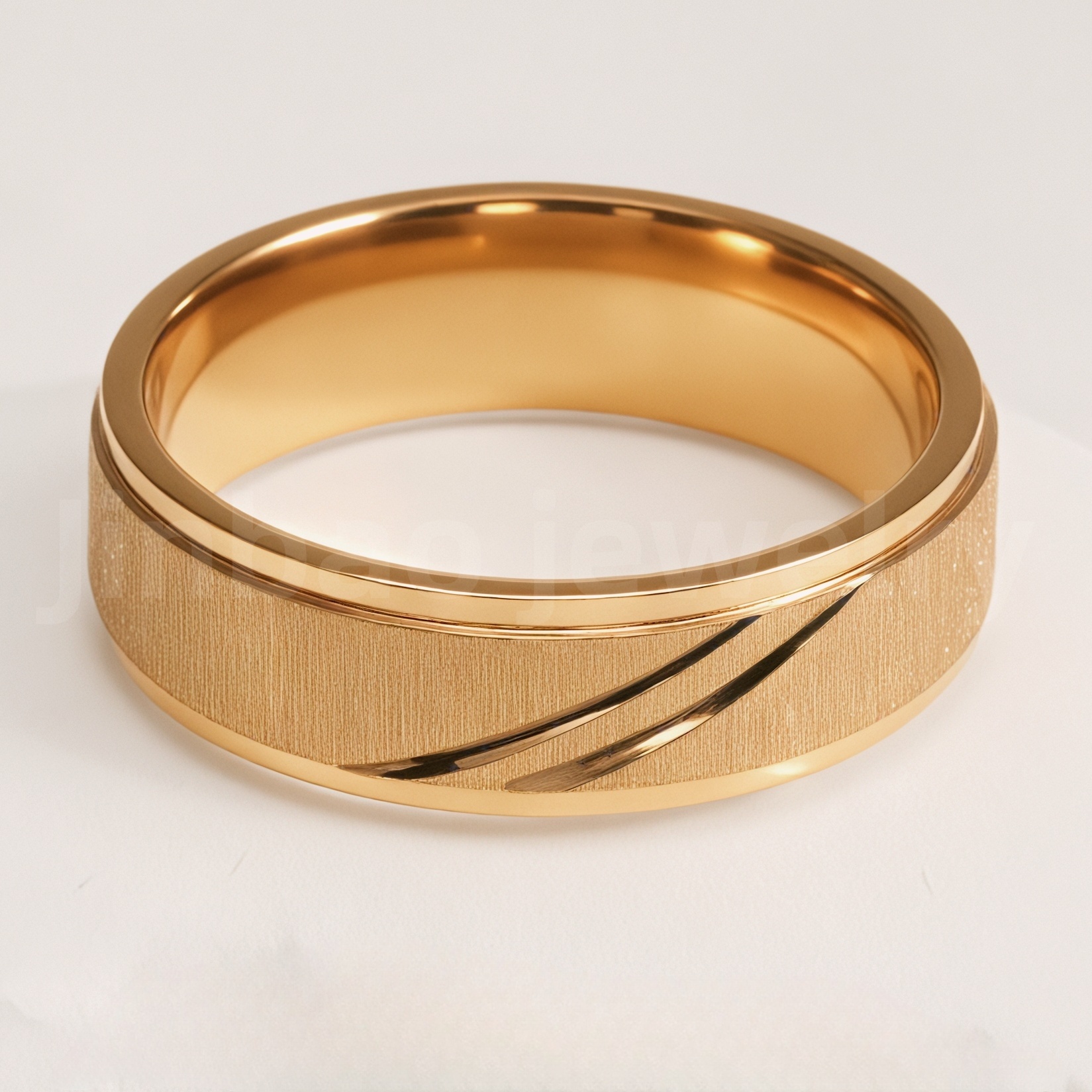 Stylish 24K Gold-Plating Stainless Steel Unisex 6MM Band-JinBaoJewerly