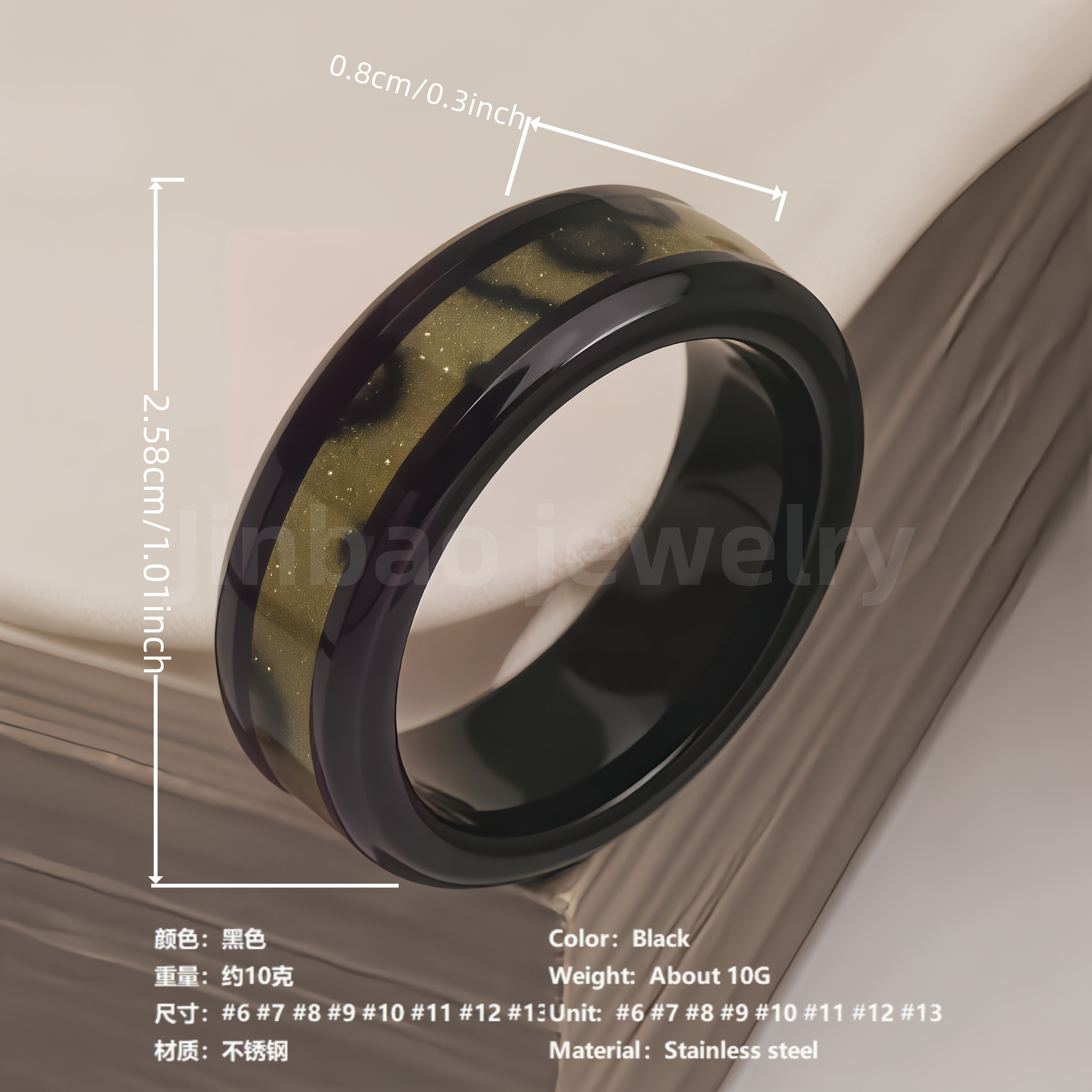 24K Gold PVD Stainless Steel Titanium Vintage Punk Style Men's Ring-JinBaoJewerly