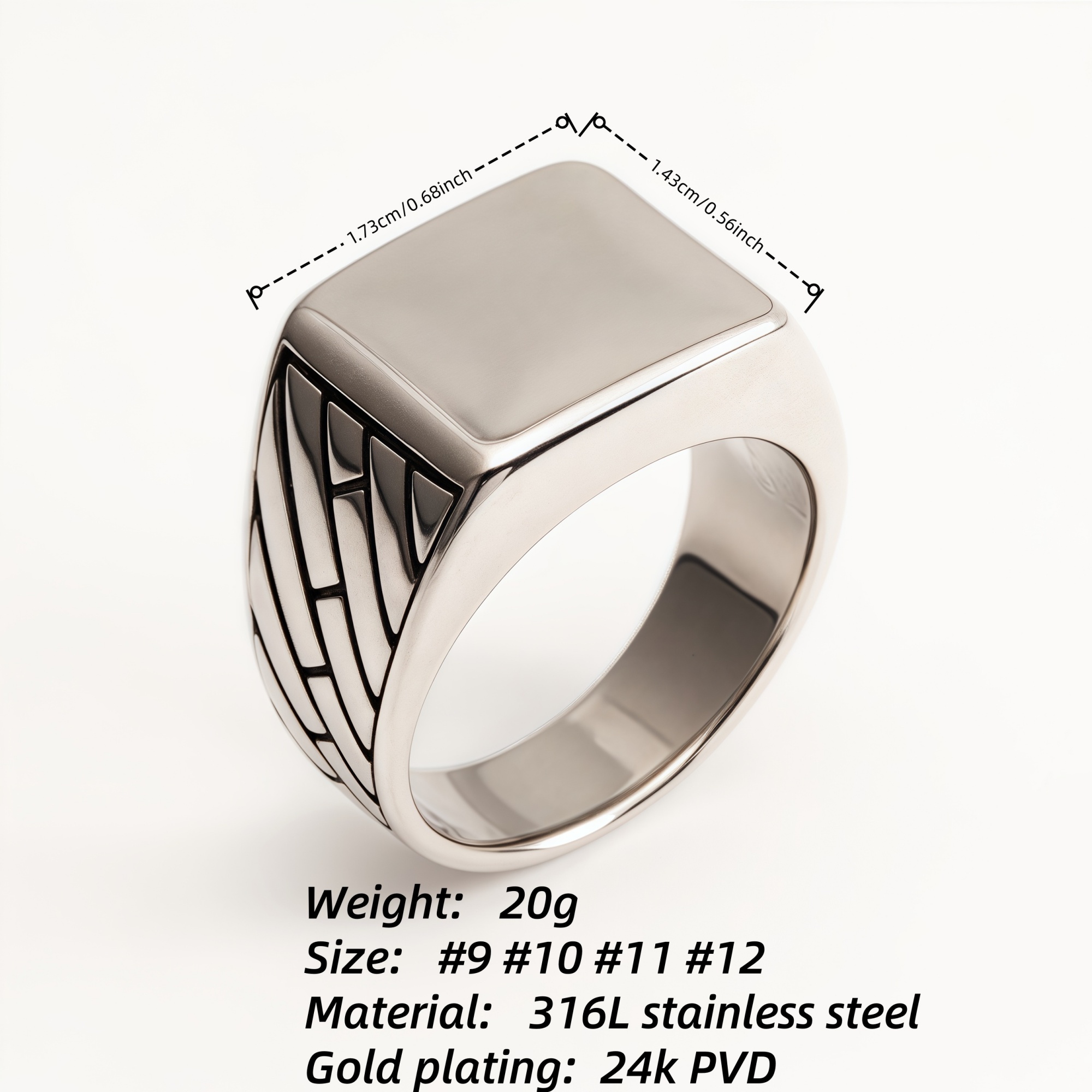 Silver - Black Geometric Square Ring - Minimalist and Stylish Jewelry | G002497-JinBaoJewerly