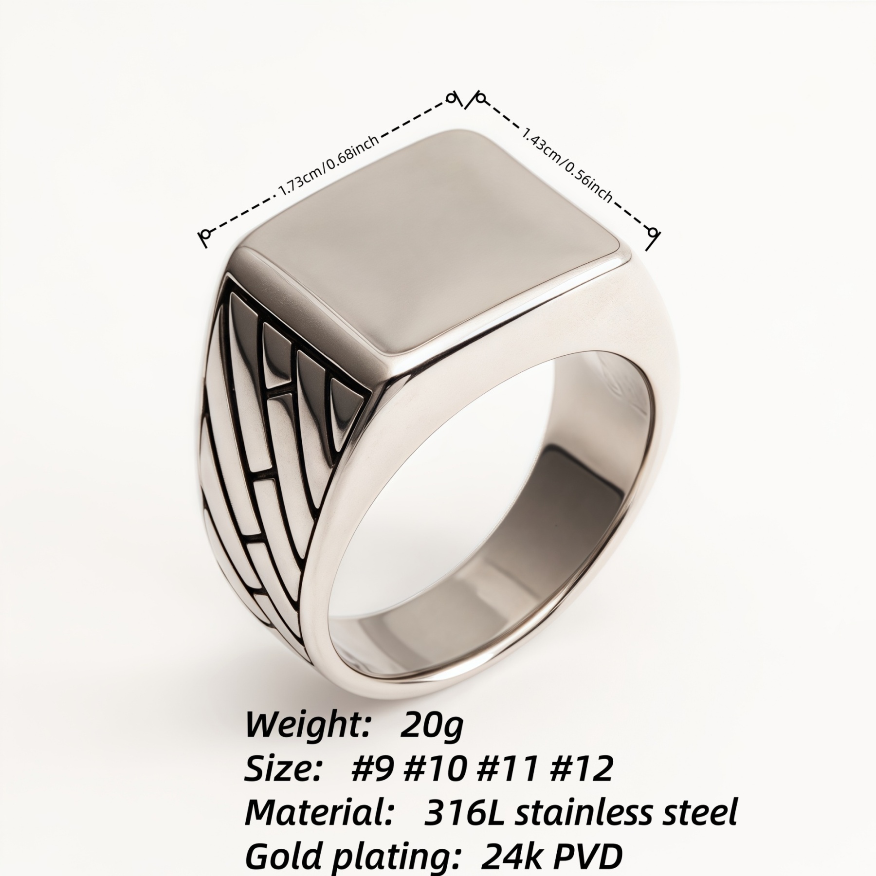 Silver - Black Geometric Square Ring - Minimalist and Stylish Jewelry | G002497-JinBaoJewerly