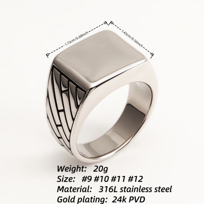 Silver - Black Geometric Square Ring - Minimalist and Stylish Jewelry | G002497-JinBaoJewerly