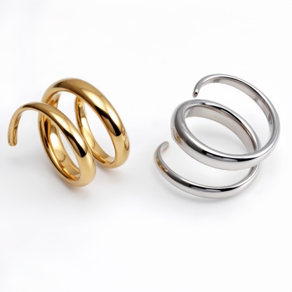 Stainless Steel Spiral Open Ring, Individual and Trendy Fashion Finger Ring | G002230-JinBaoJewerly