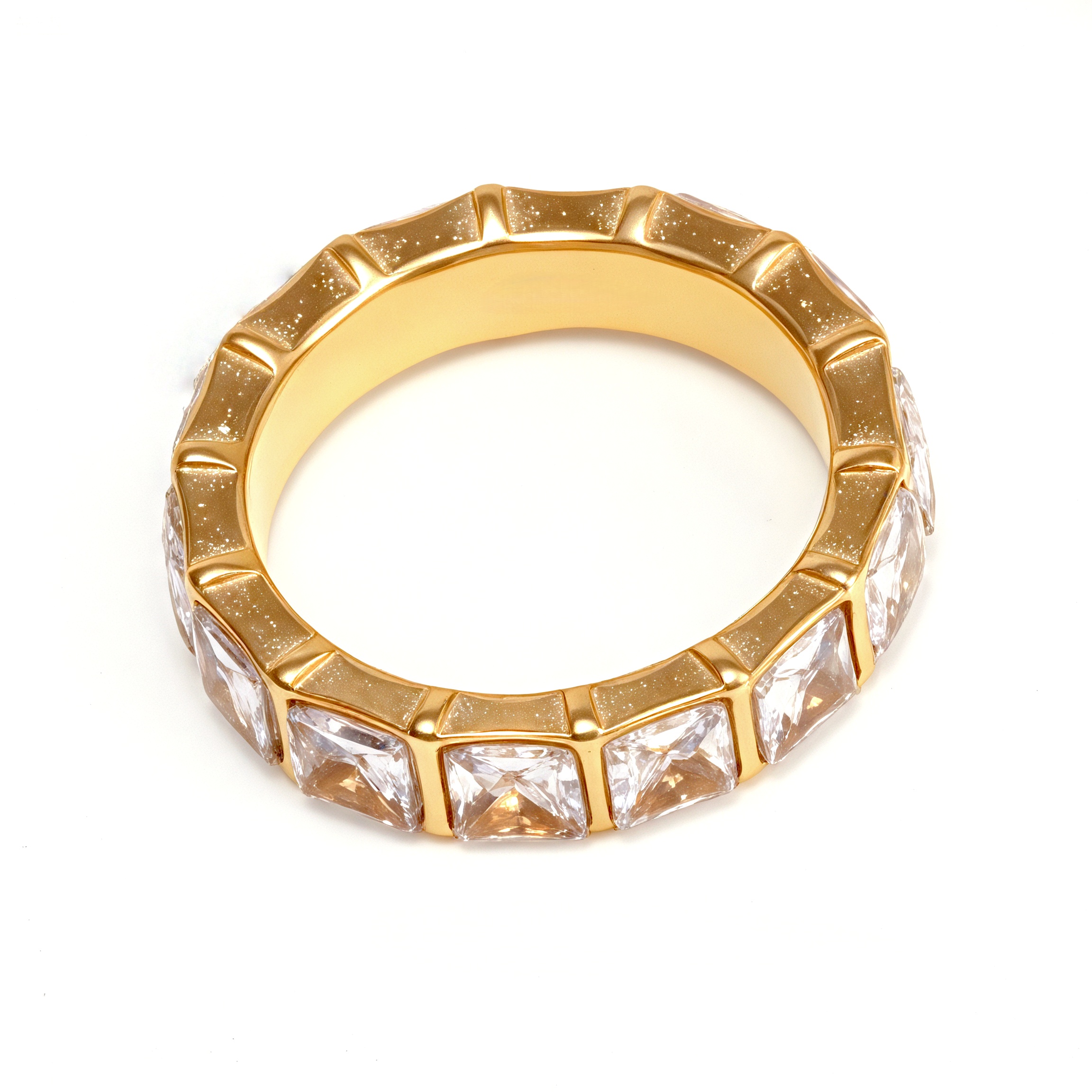Gold - Inlaid Square Clear - Diamond Ring - Stylish and Luxurious Jewelry | N001999JB-JinBaoJewerly