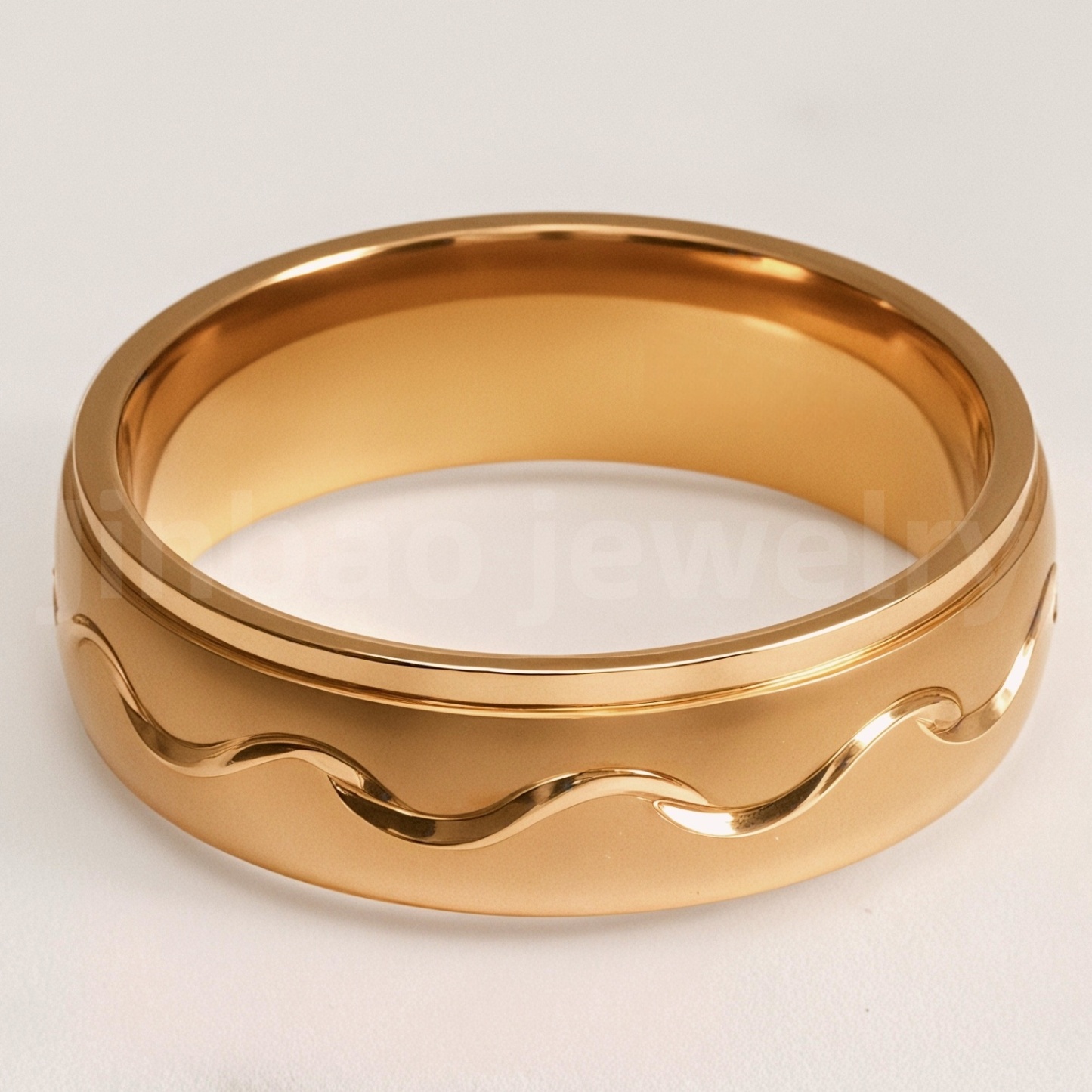 Stylish 24K Gold-Plating Stainless Steel Unisex 6MM Band-JinBaoJewerly