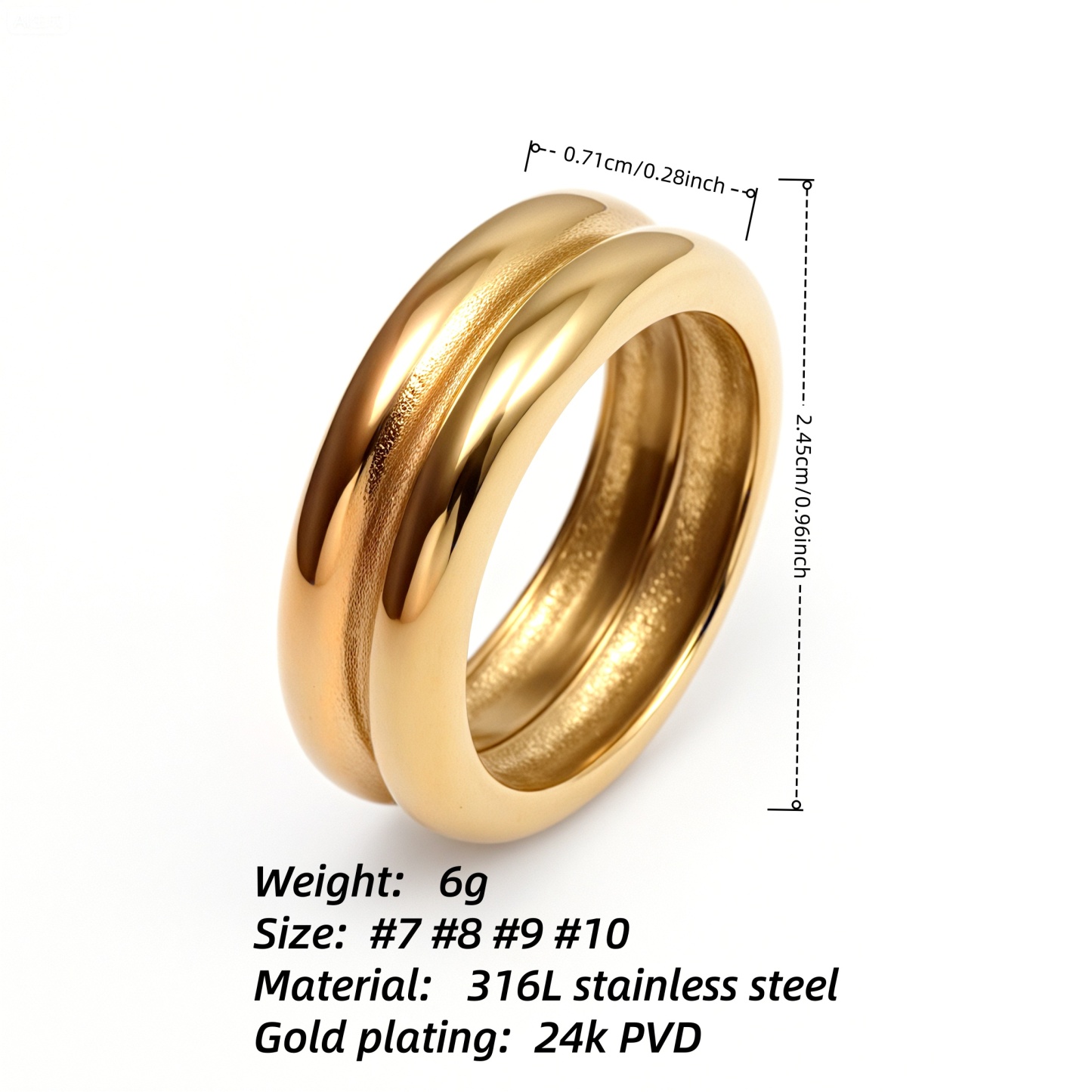 Gold/Silver Double - Band Ring - Minimalist and Stylish Jewelry | G004307