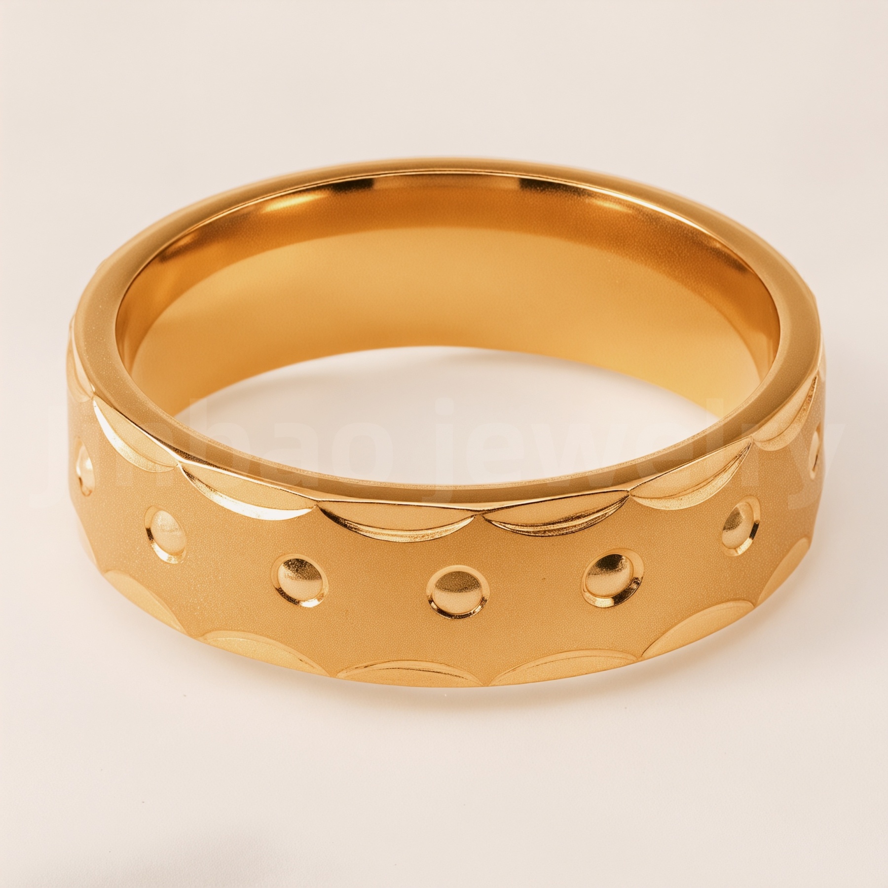Stylish 24K Gold-Plating Stainless Steel Unisex 6MM Band-JinBaoJewerly