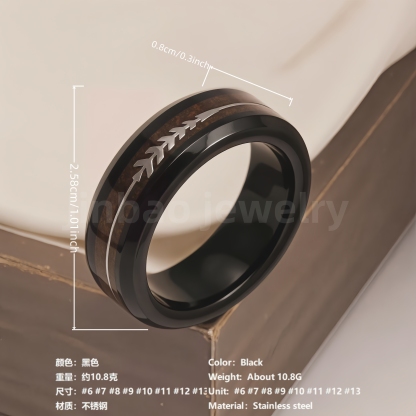 Stainless Steel Vintage Minimalist Design with Handcrafted Inlays Men's Waterproof Ring-JinBaoJewerly