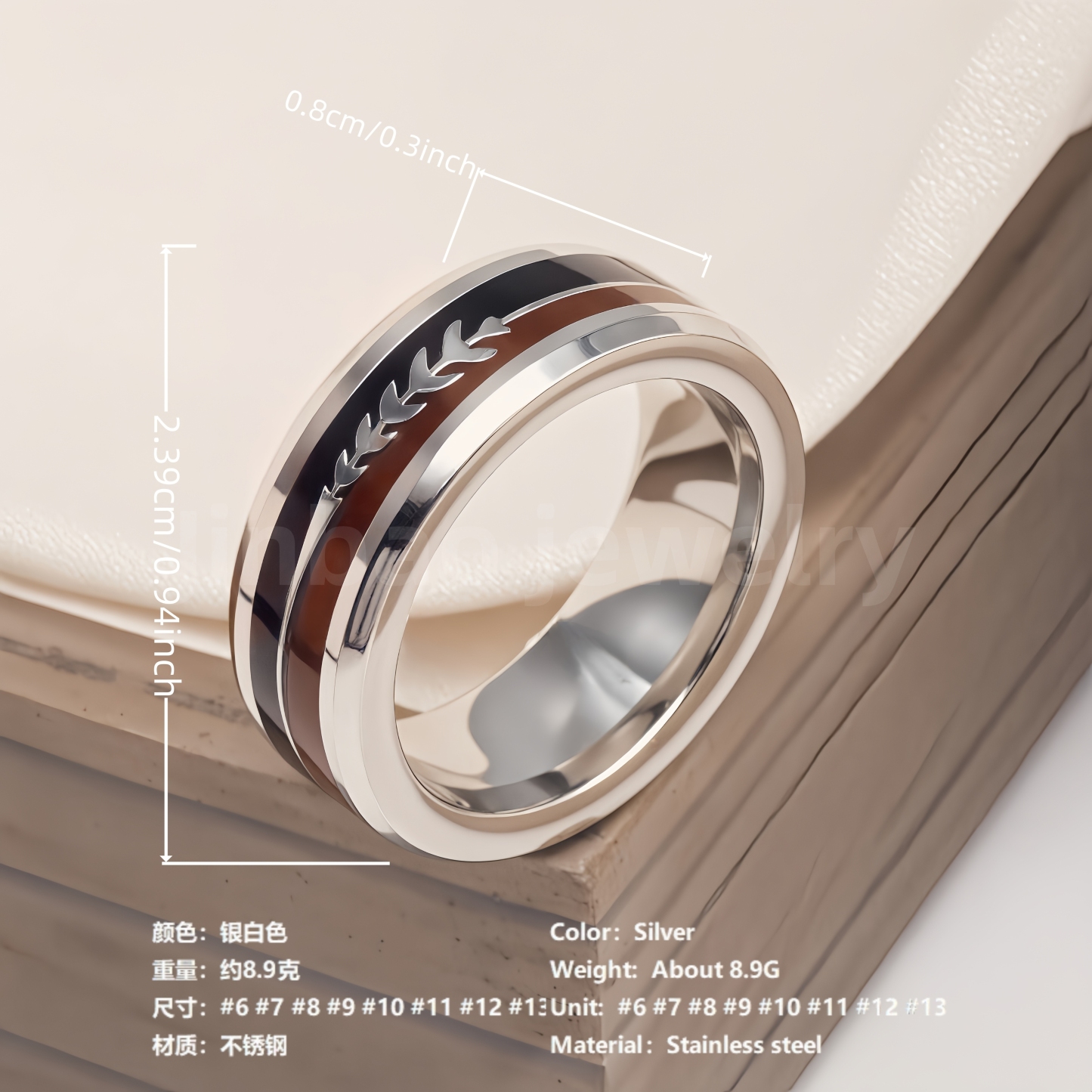Stainless Steel Vintage Minimalist Design with Handcrafted Inlays Men's Waterproof Ring-JinBaoJewerly