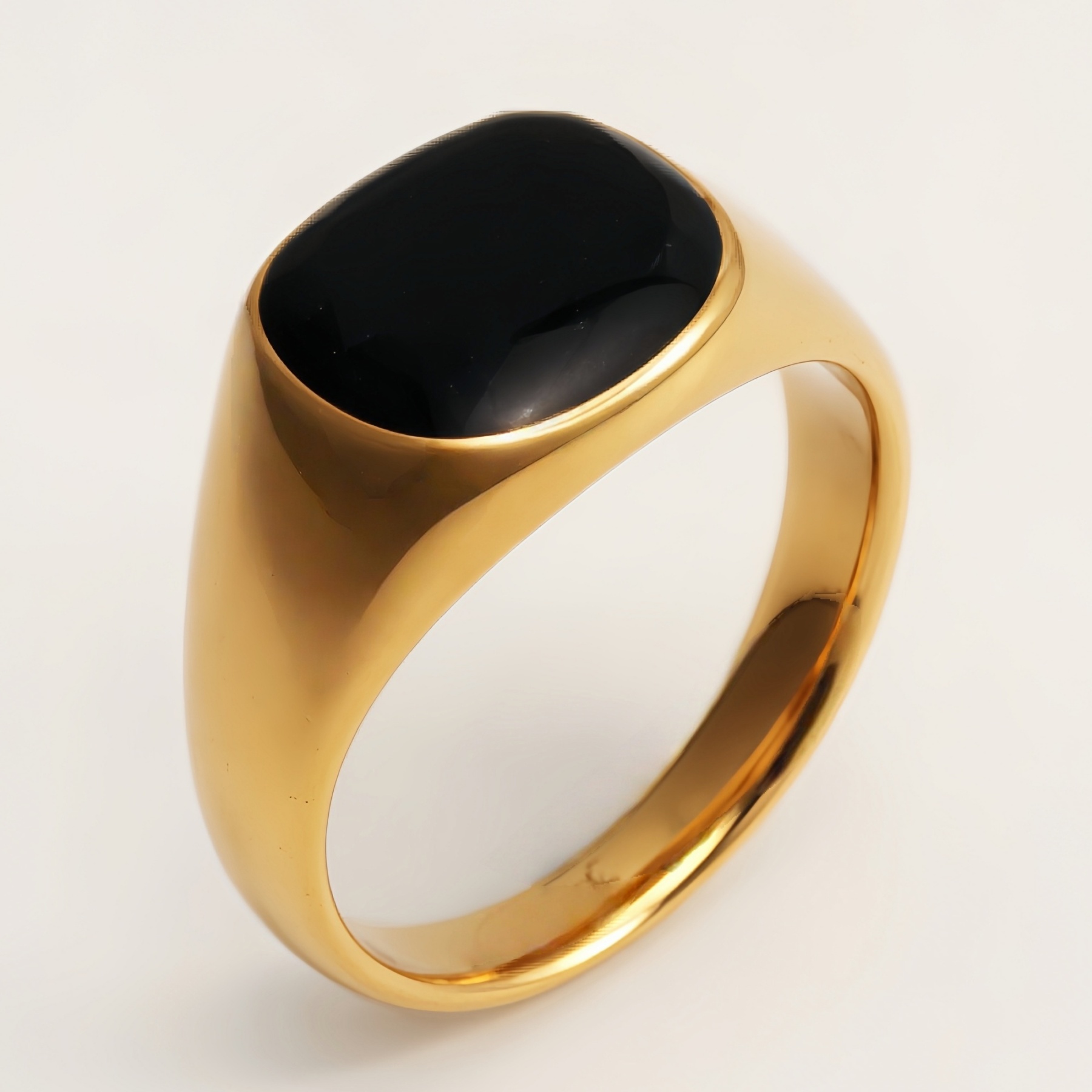 Fashionable Polished Metal Black Oval Ring - Must - Have for Personalized Outfits | DZ1030-JinBaoJewerly