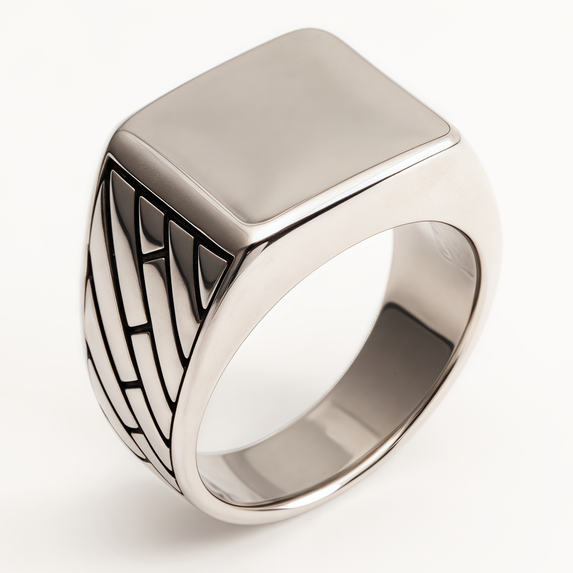 Silver - Black Geometric Square Ring - Minimalist and Stylish Jewelry | G002497-JinBaoJewerly