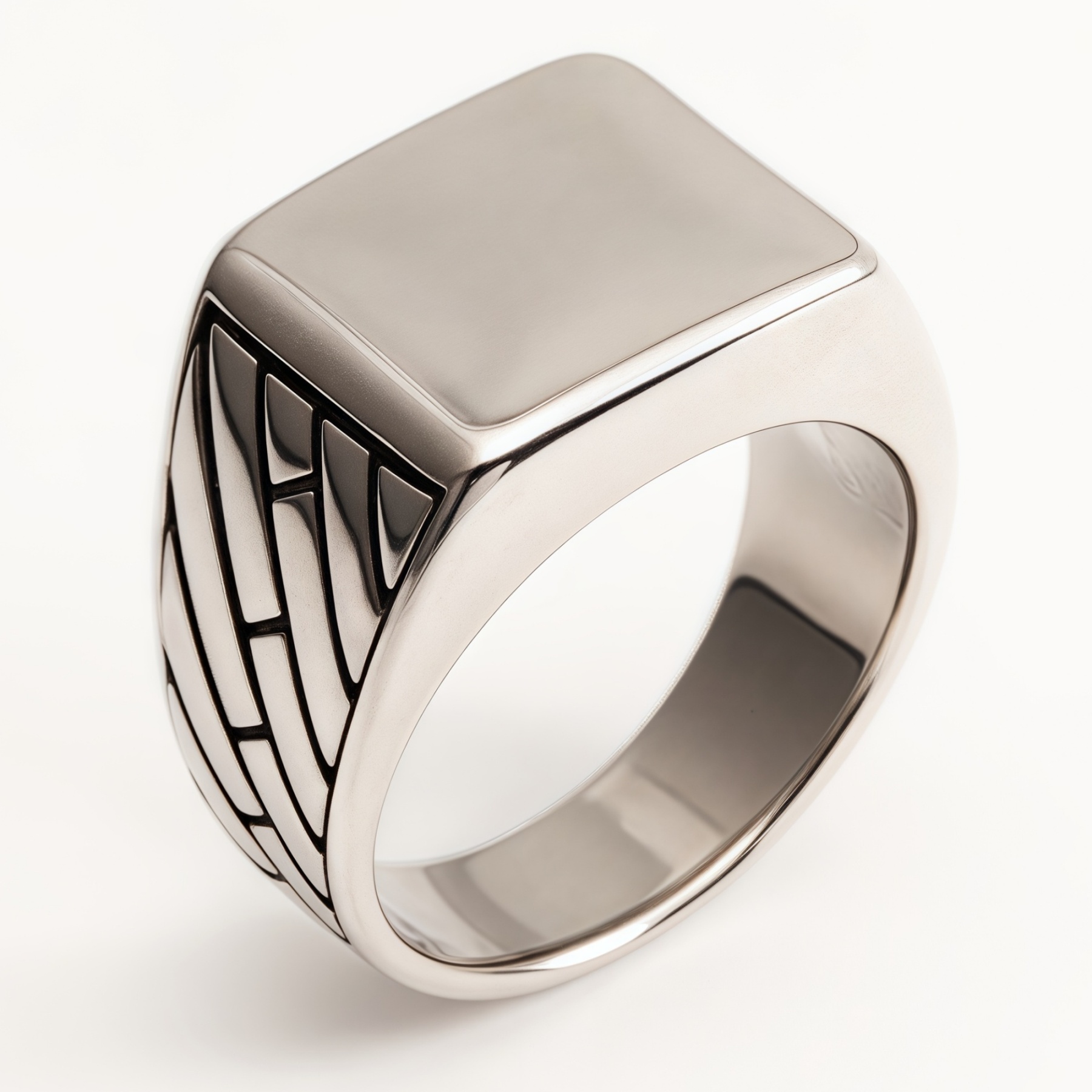 Silver - Black Geometric Square Ring - Minimalist and Stylish Jewelry | G002497-JinBaoJewerly