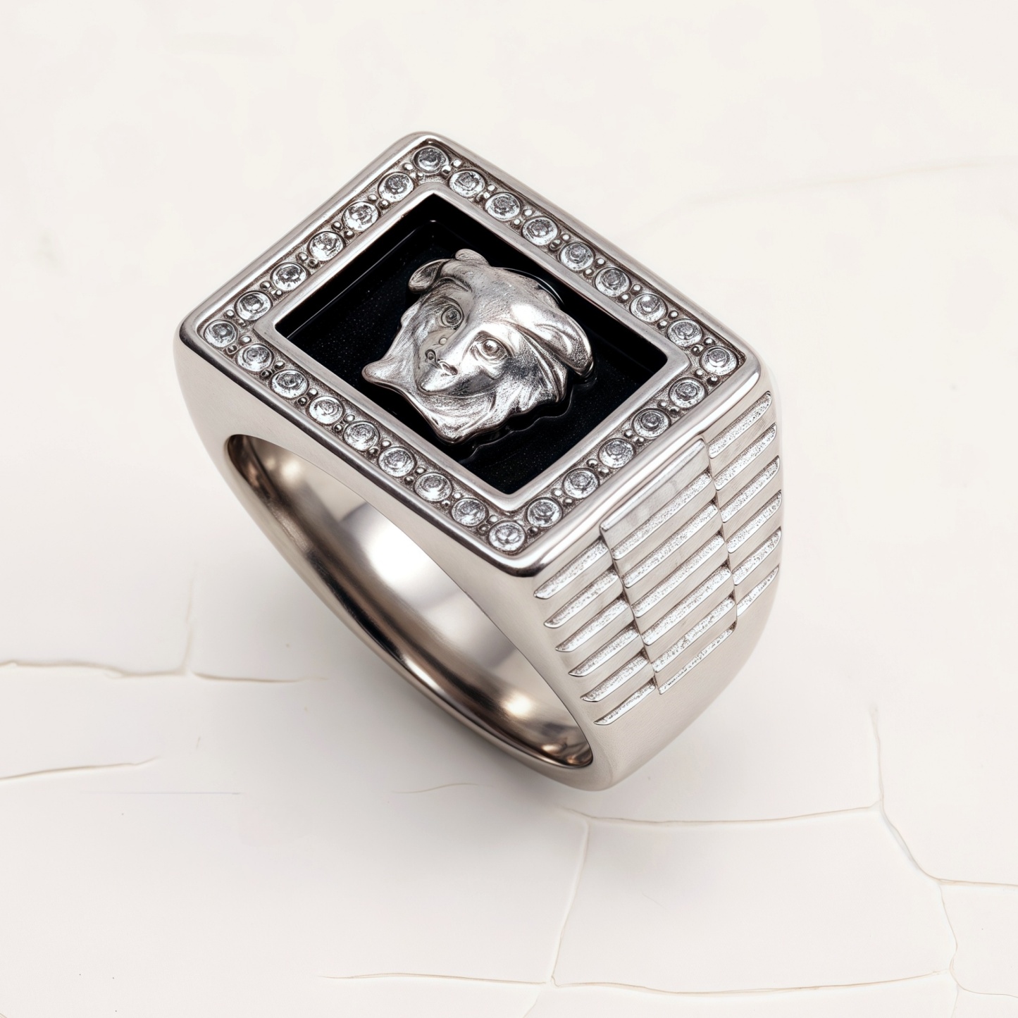 Classic Medusa Diamond - inlaid Gold/Silver Ring, Must - have Item for Fashionistas | DZ299-JinBaoJewerly