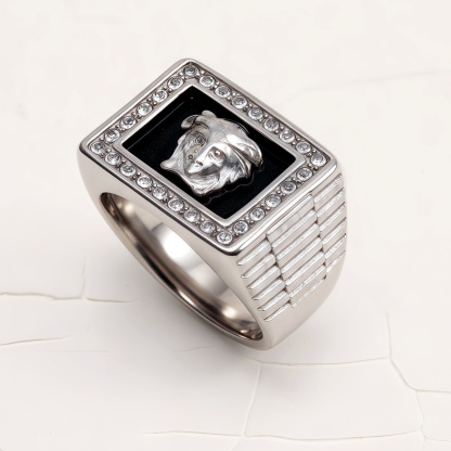 Classic Medusa Diamond - inlaid Gold/Silver Ring, Must - have Item for Fashionistas | DZ299-JinBaoJewerly