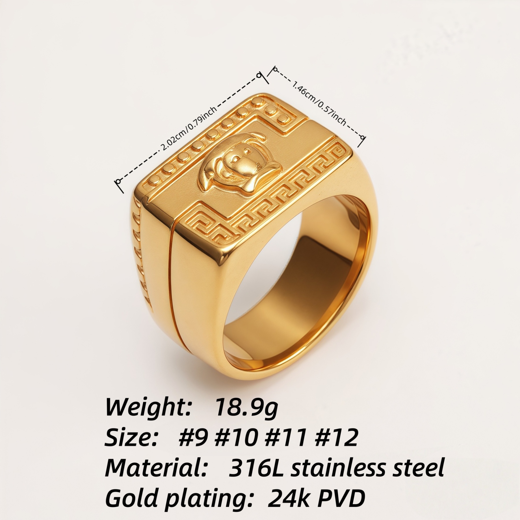 Men's Vintage Totem Two - Tone Stainless Steel Ring, Bold Statement Band | G00698-JinBaoJewerly