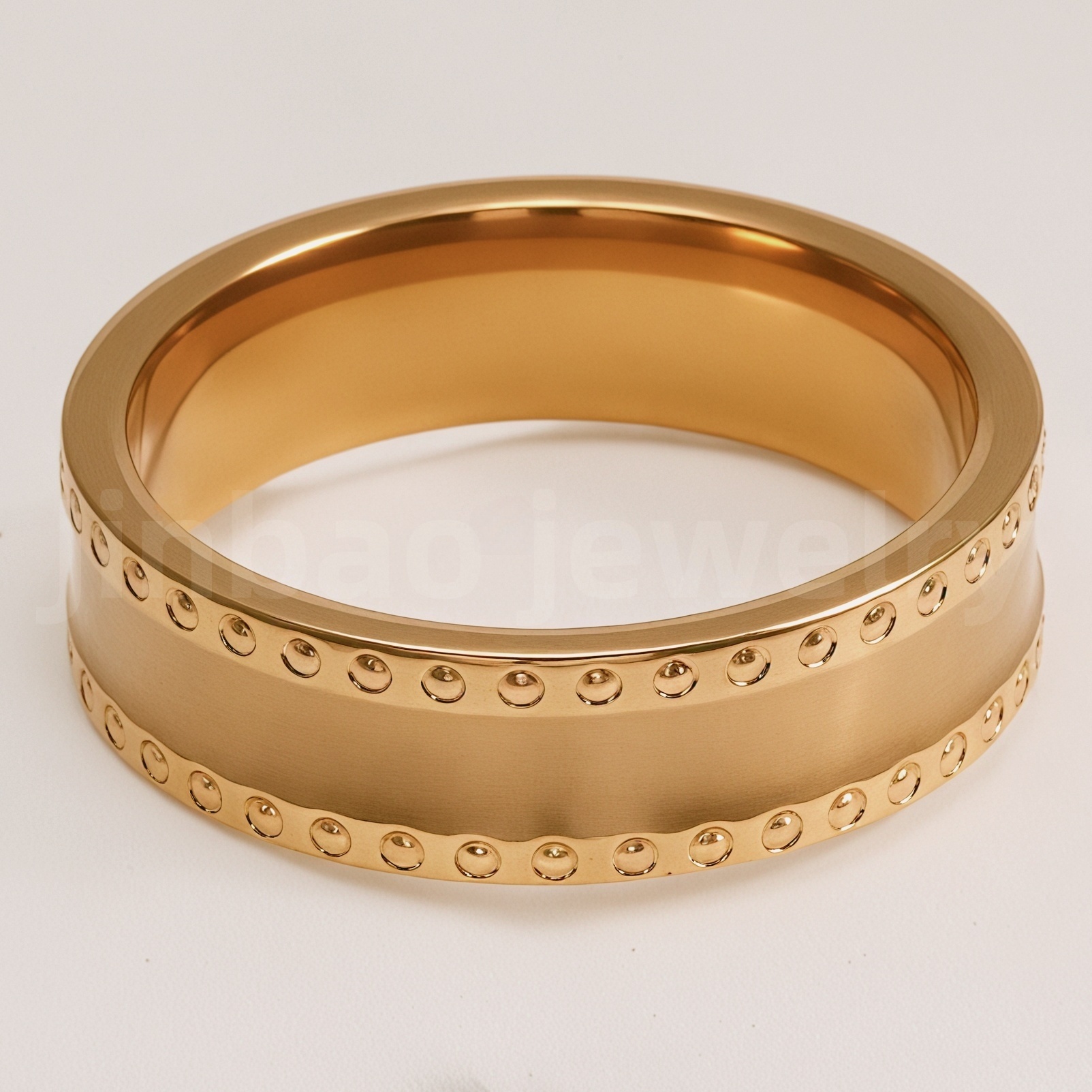Stylish 24K Gold-Plating Stainless Steel Unisex 6MM Band-JinBaoJewerly