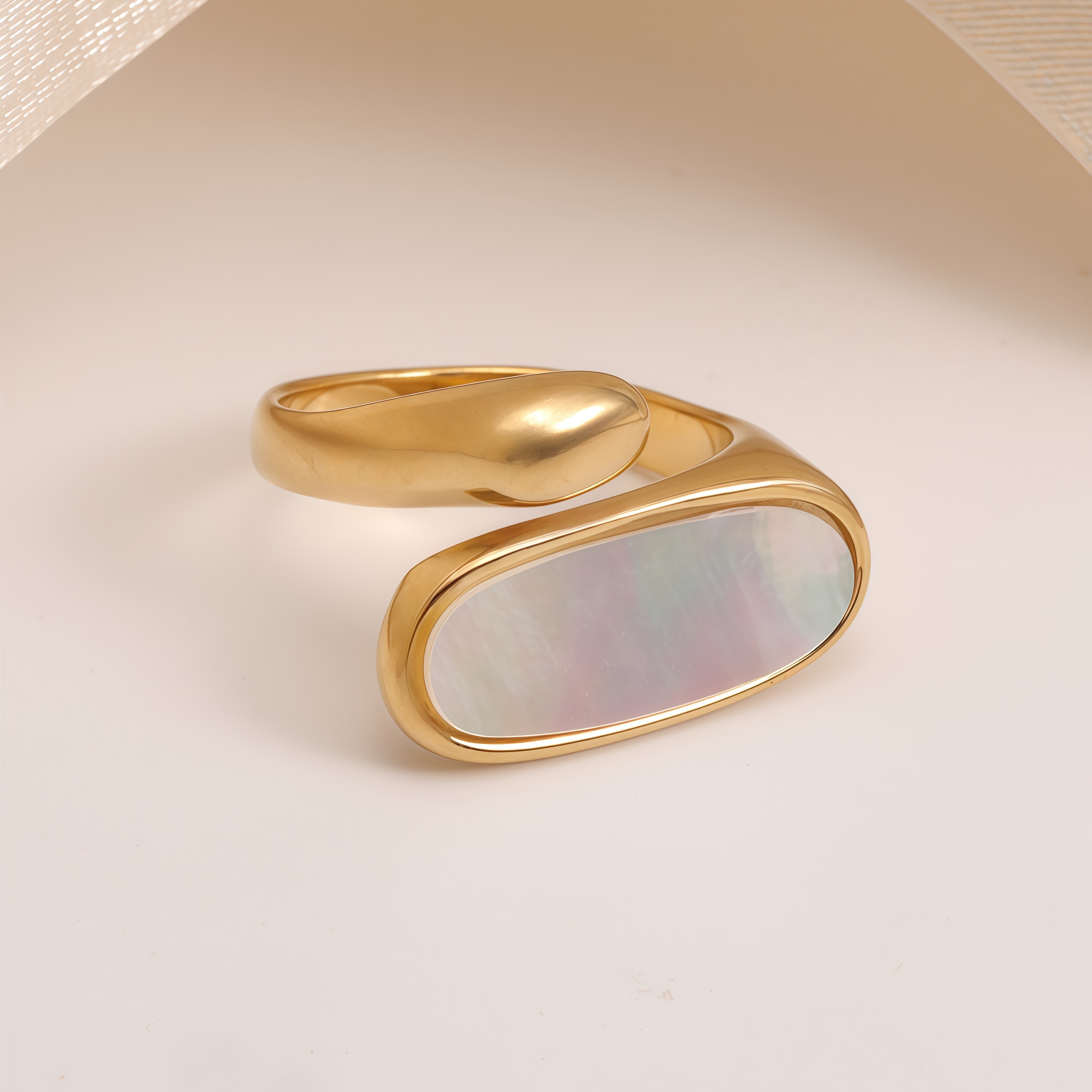 Metallic Texture Mother - of - Pearl Ring Set - Trendy and Versatile Unisex Accessory