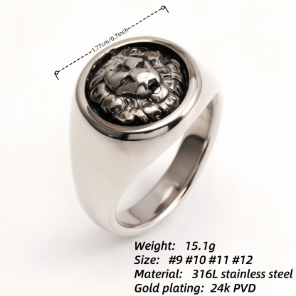 Metal - Carved Animal - Head Ring - Cool Unisex Fashion Accessory | DZ1484-JinBaoJewerly