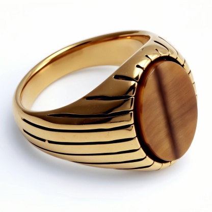 European and American Style Metal Striped Gemstone Ring - Trendy Men's Fashion Jewelry | K00168-JinBaoJewerly