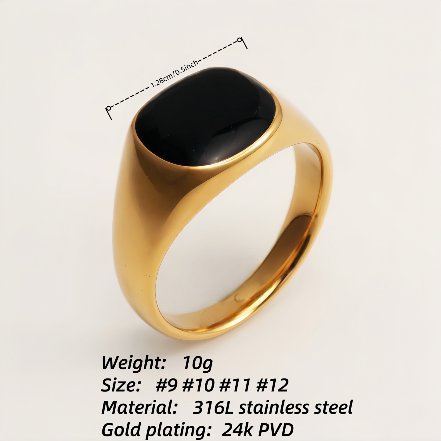 Fashionable Polished Metal Black Oval Ring - Must - Have for Personalized Outfits | DZ1030-JinBaoJewerly