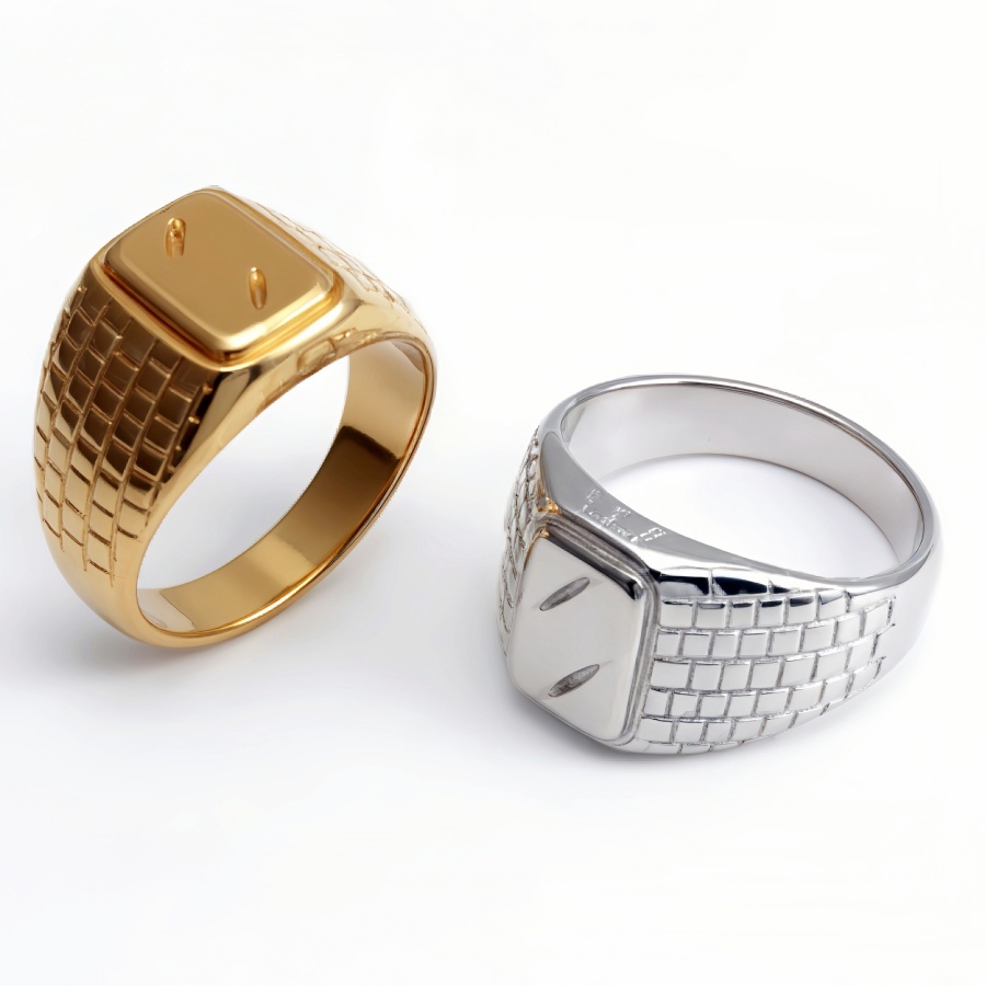 Geometric Woven Square Ring - Gold/Silver Trendy Outfit Piece | G003295