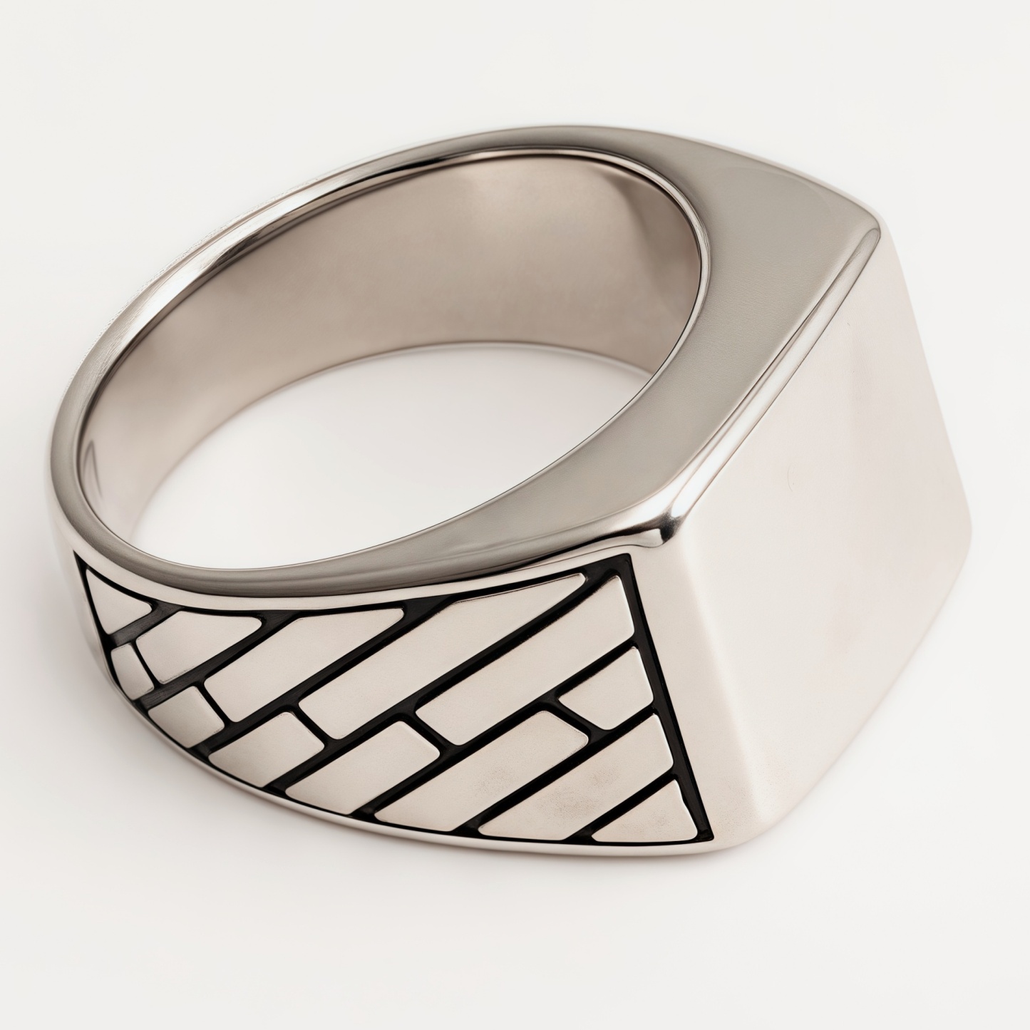 Silver - Black Geometric Square Ring - Minimalist and Stylish Jewelry | G002497-JinBaoJewerly