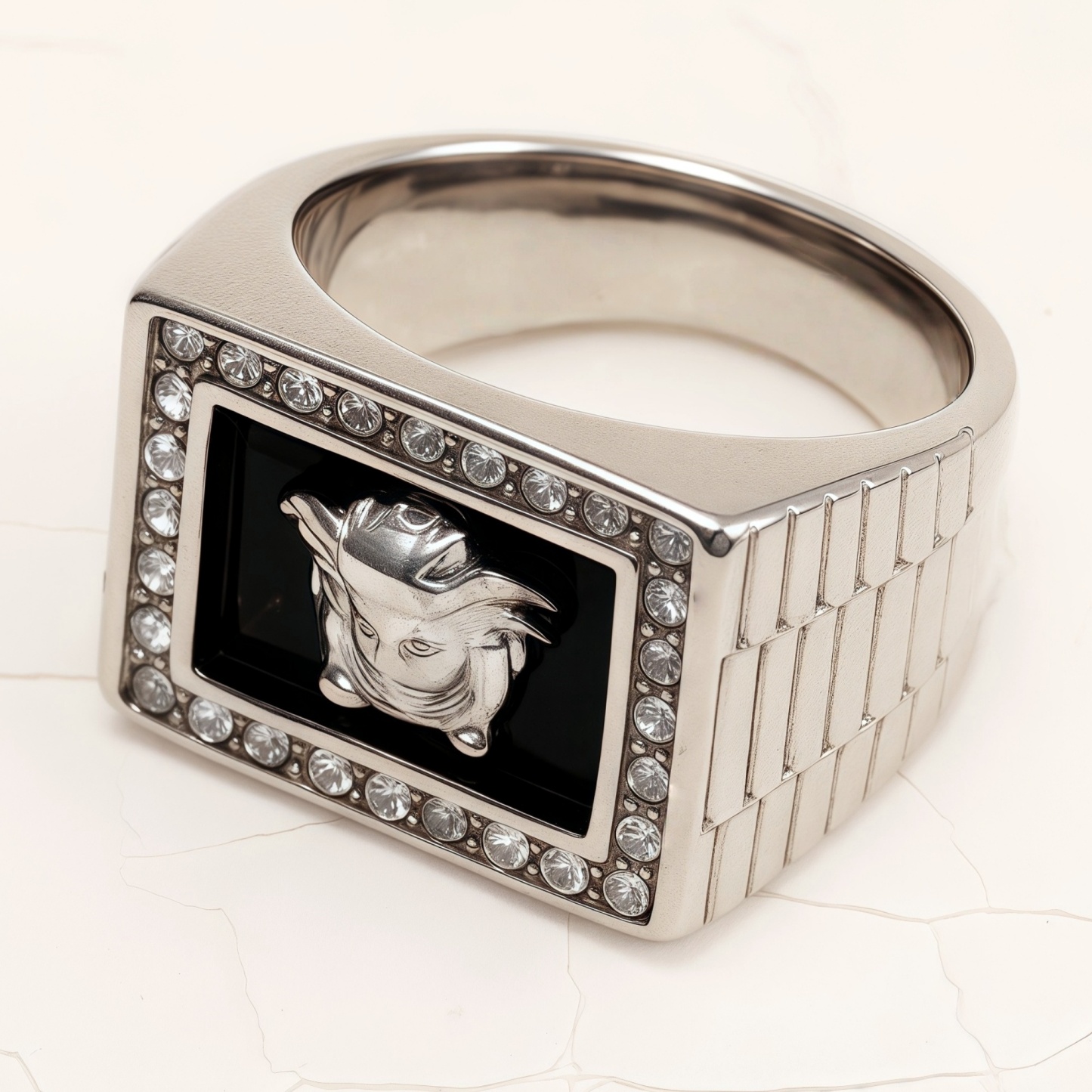 Classic Medusa Diamond - inlaid Gold/Silver Ring, Must - have Item for Fashionistas | DZ299-JinBaoJewerly
