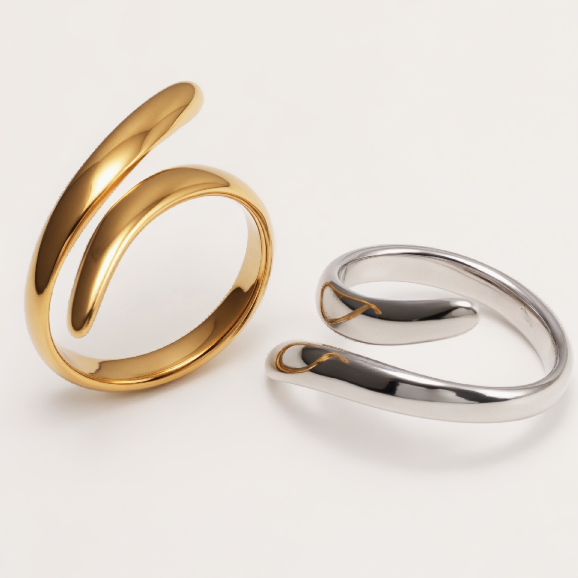 Minimalist Gold - Silver Twisted Ring, Versatile Fashion Item | N00651-JinBaoJewerly