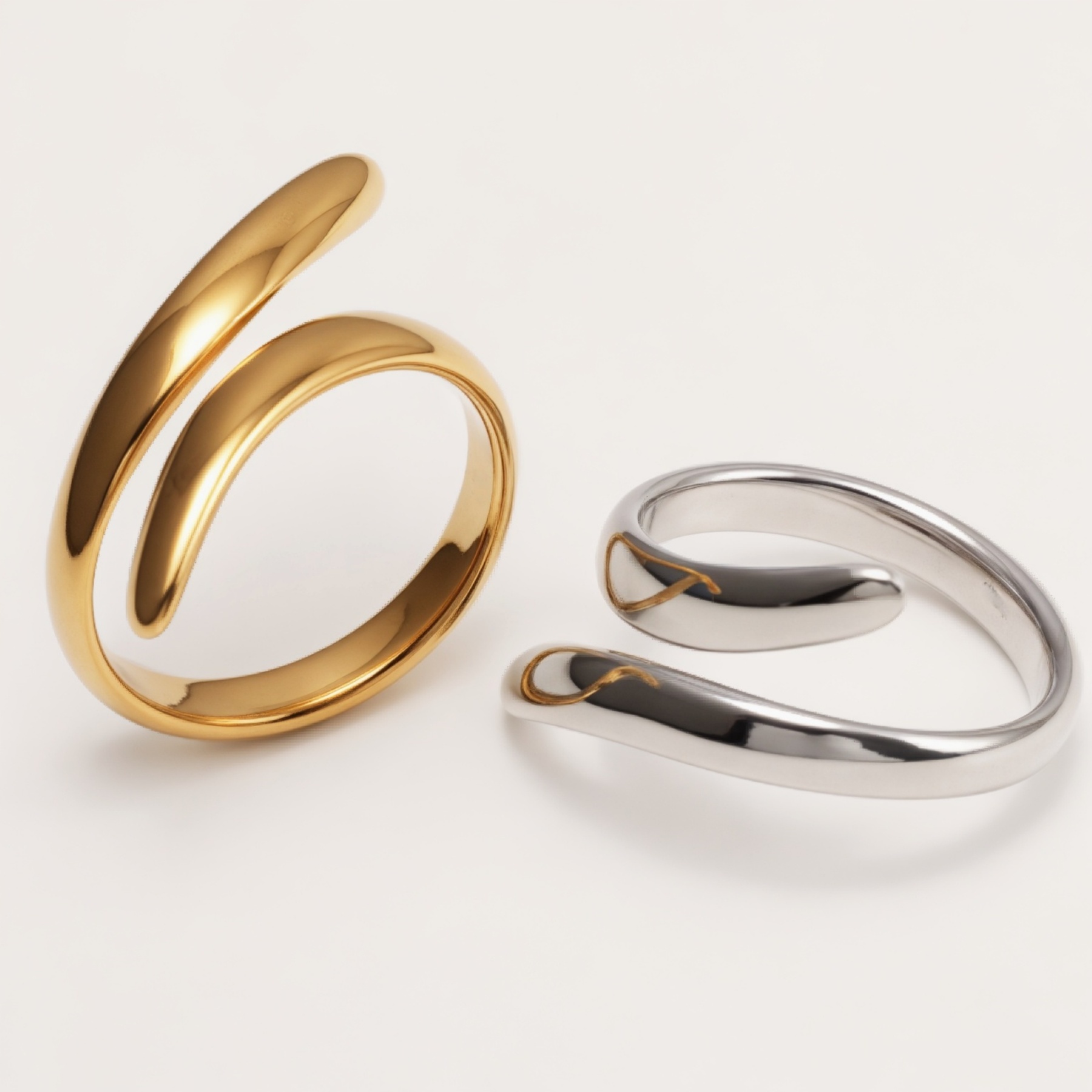 Minimalist Gold - Silver Twisted Ring, Versatile Fashion Item | N00651-JinBaoJewerly
