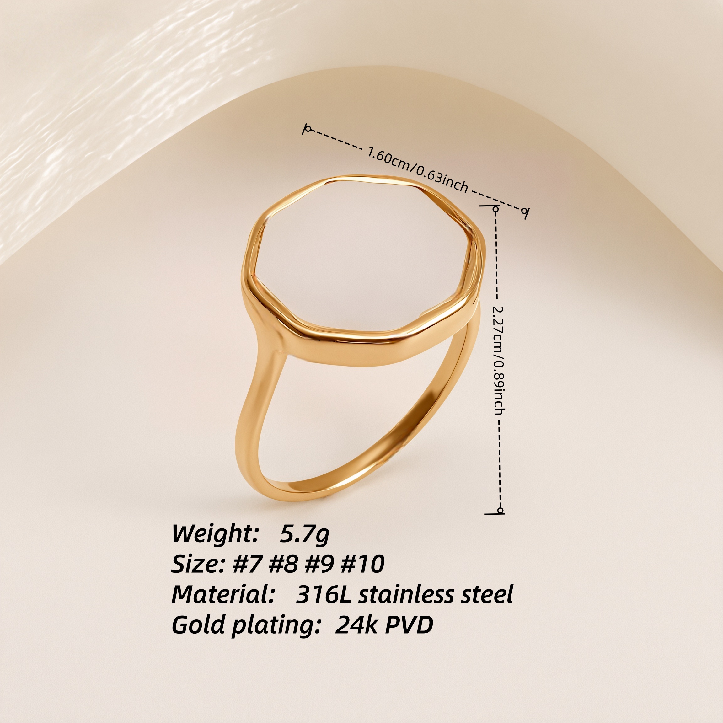 Metallic Texture Mother - of - Pearl Ring Set - Trendy and Versatile Unisex Accessory