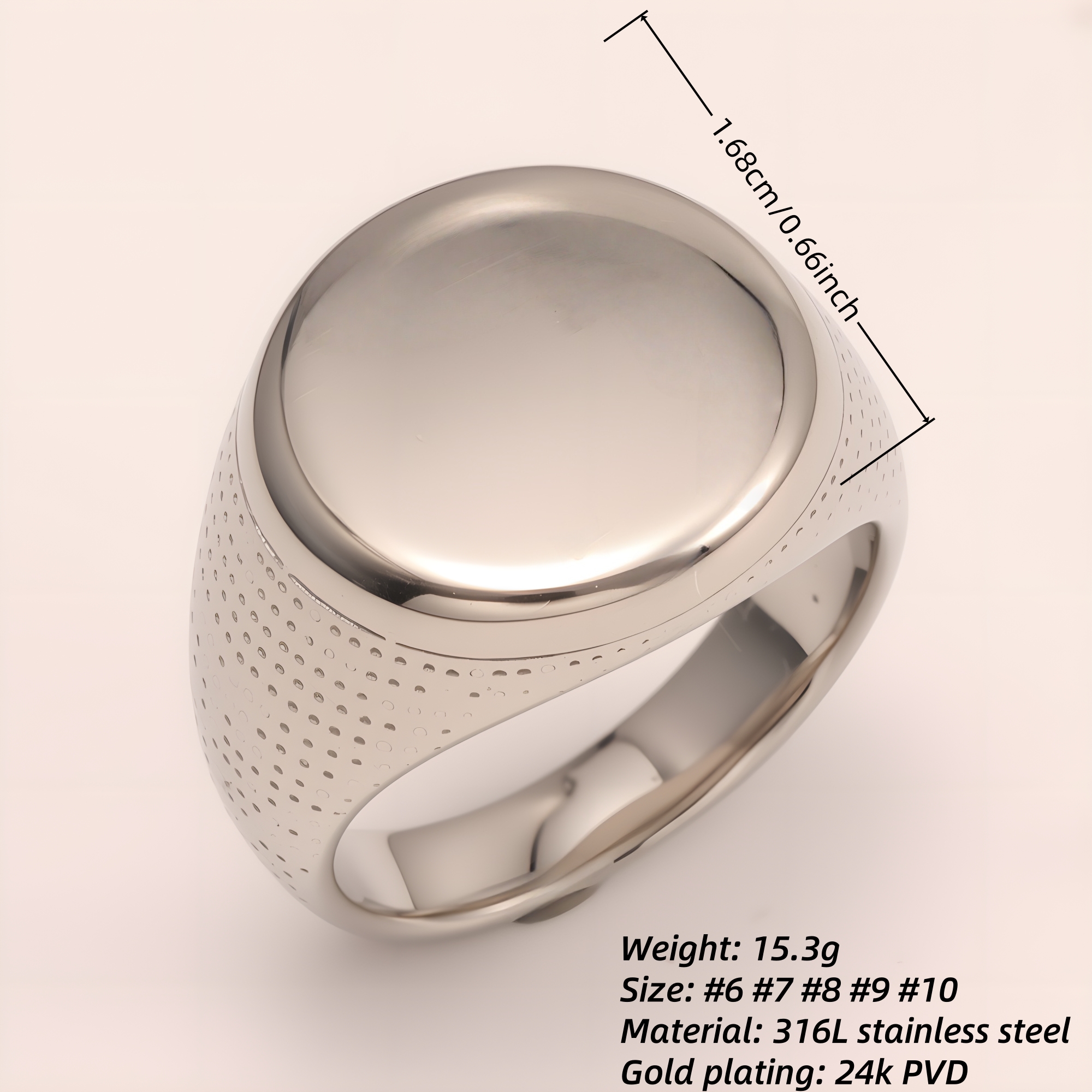 Minimalist Round - faced Perforated Stainless Steel Ring - Stylish Accessory for Men | BL1166G-JinBaoJewerly
