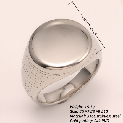 Minimalist Round - faced Perforated Stainless Steel Ring - Stylish Accessory for Men | BL1166G-JinBaoJewerly