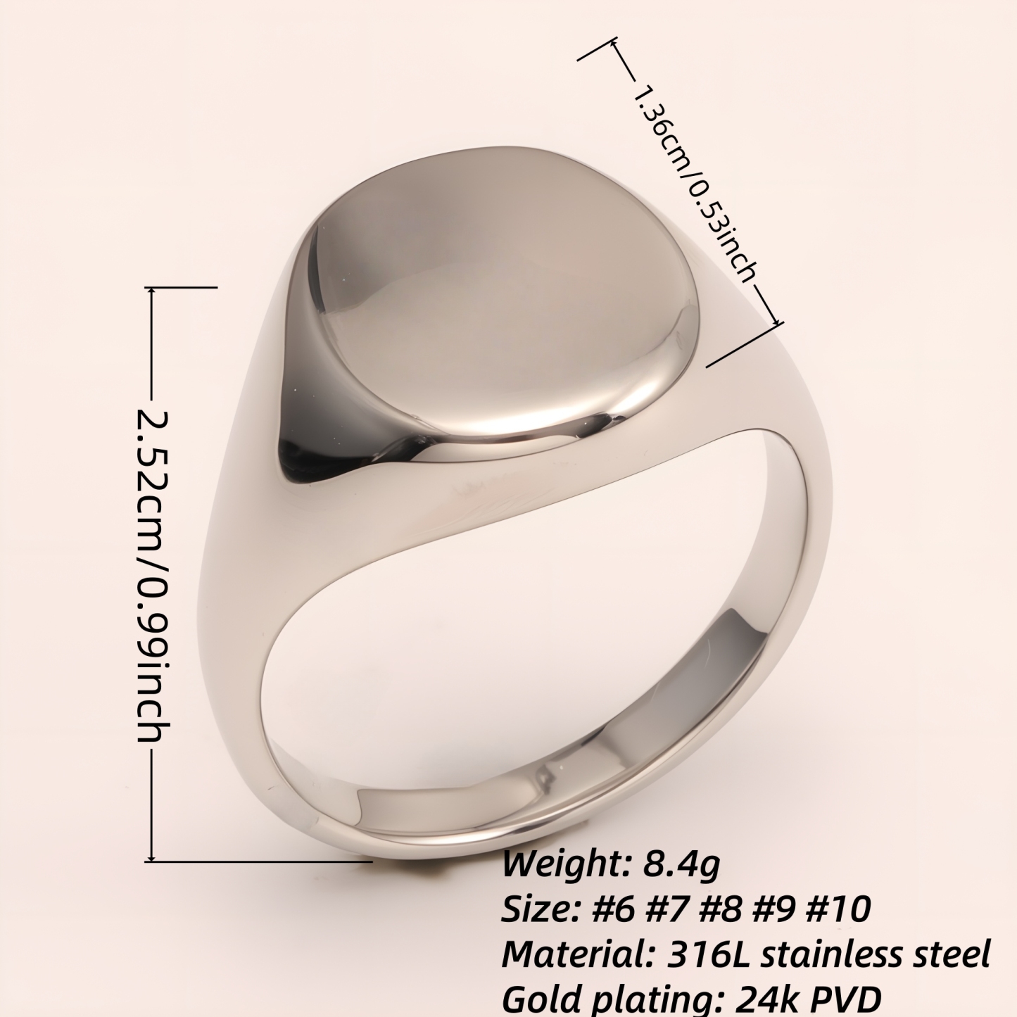 Minimalist Smooth - faced Stainless Steel Ring - Stylish Choice for Men | DZ89G-JinBaoJewerly