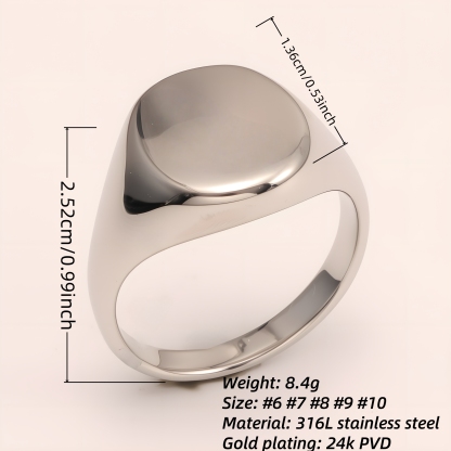 Minimalist Smooth - faced Stainless Steel Ring - Stylish Choice for Men | DZ89G-JinBaoJewerly