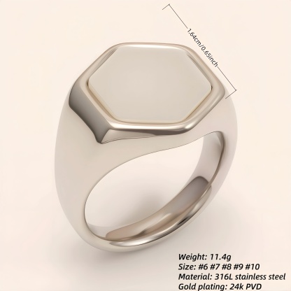 Minimalist Hexagon Stainless Steel Ring, Unisex Versatile Plain Band | A249JBK-JinBaoJewerly